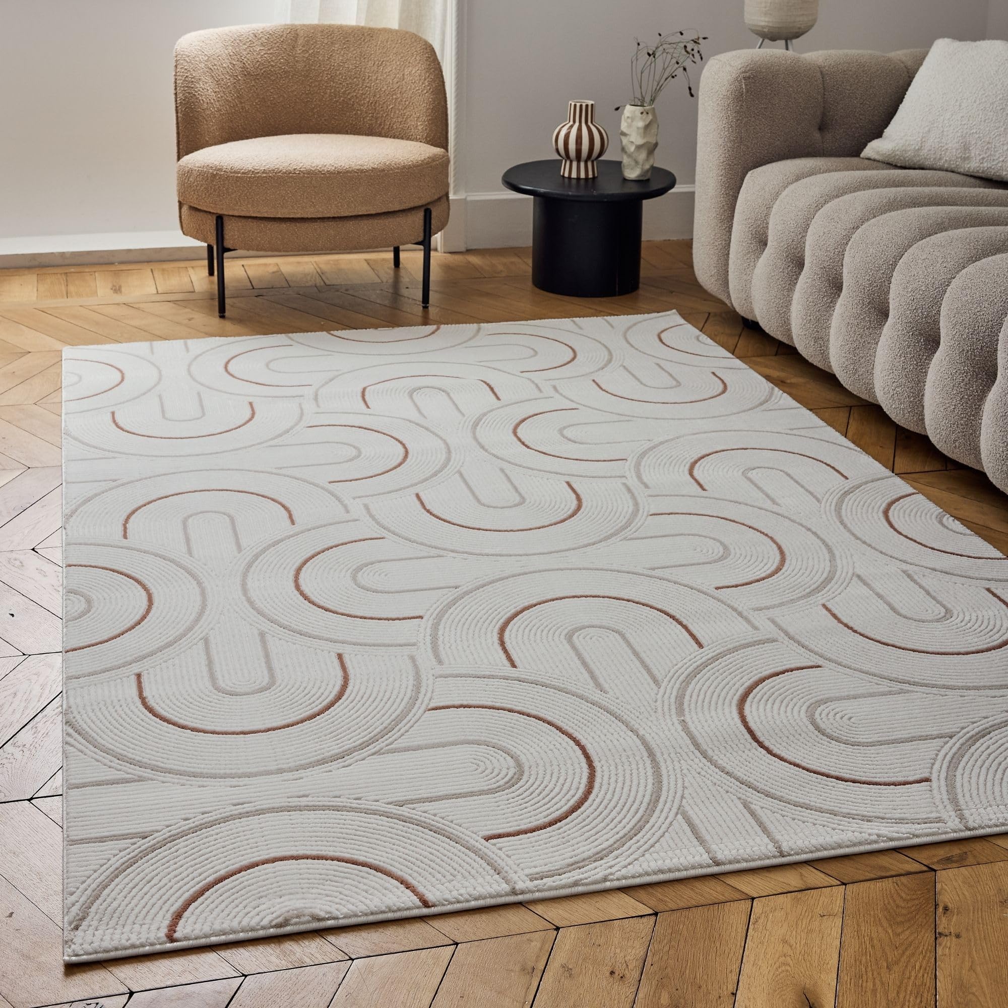 The Rugs Unisex Kids Terracotta Carmel Modern Area Rugs & Runners Arch Design Soft Pile In | Size: 160Cm X 230Cm