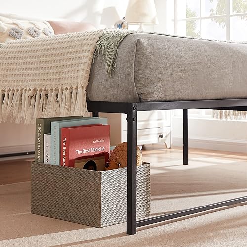 Miniatura 6 de VECELO Base de cama alta con plataforma de metal de 18 pulgadas base de colchón no necesita somier soporte de listones de acero resistente tamaño