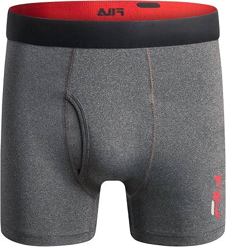 Miniatura 2 de Fila Calzoncillos tipo bóxer para hombre de 6 pulgadas con bragueta frontal, 90% poliéster, 10% elastano, paquete de 4