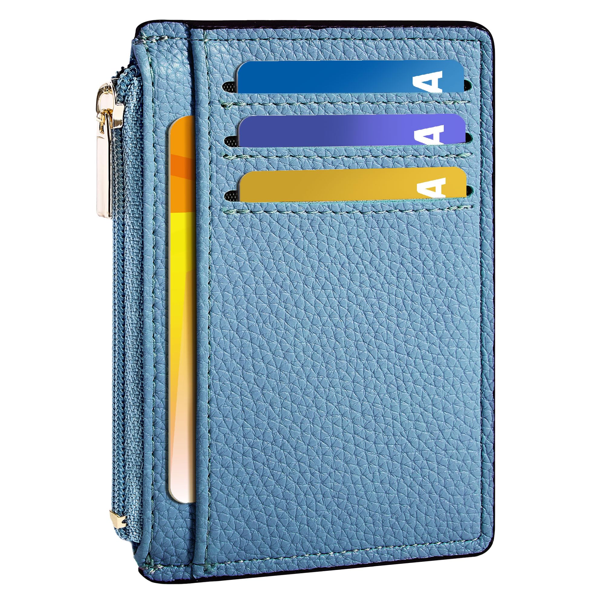 Tipmile Credit Card Holder for Women Slim Minimalist Front Pocket RFID Blocking Wallet Small Compact Card Case with ID Window, Sky Blue