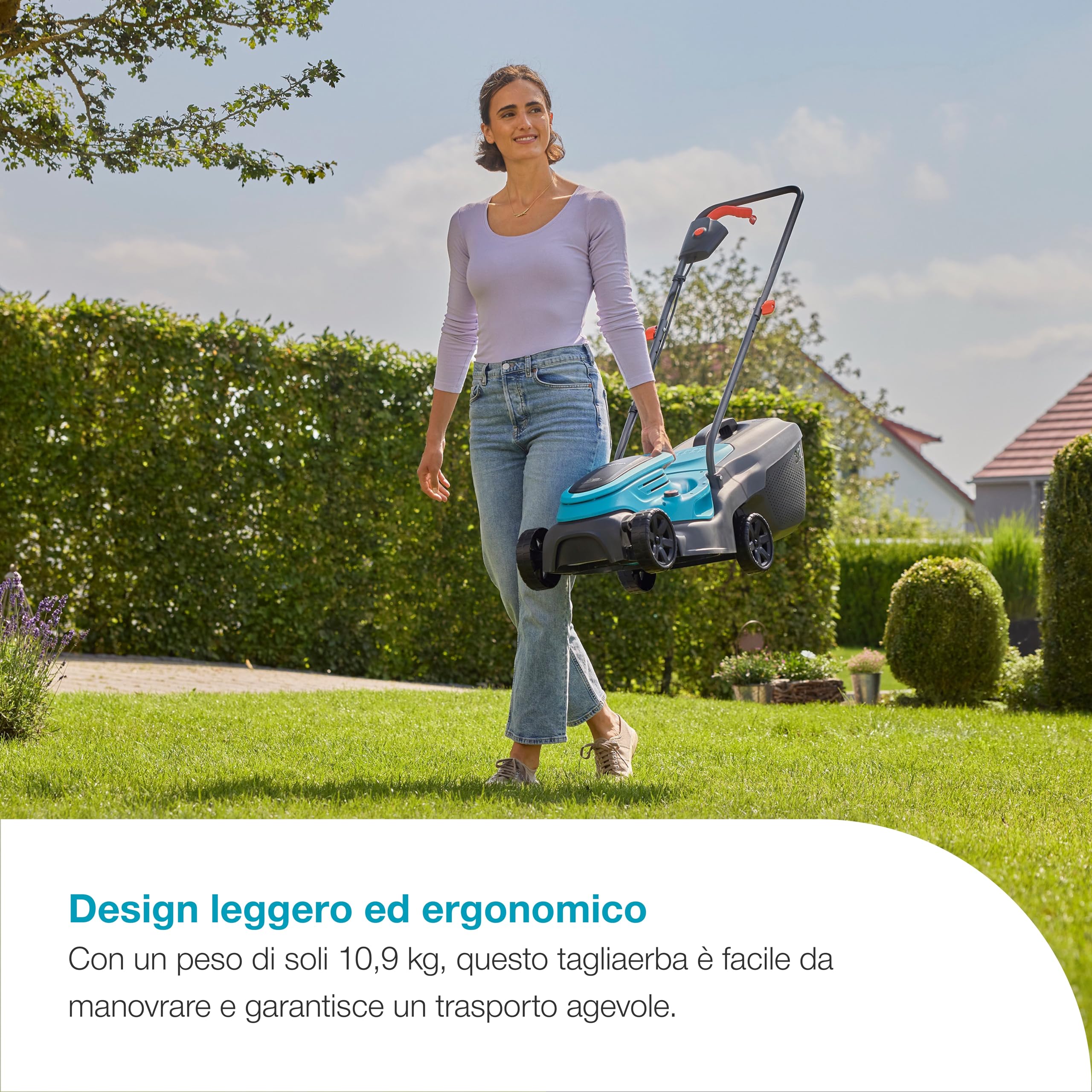 Gardena EasyMax+ 32/18V Ready-To-Use Set Rasaerba a Batteria, larghezza di taglio 32 cm, inclusa batteria POWER FOR ALL, leggero e maneggevole, ideale per prati fino a 200 m² (14634-60)
