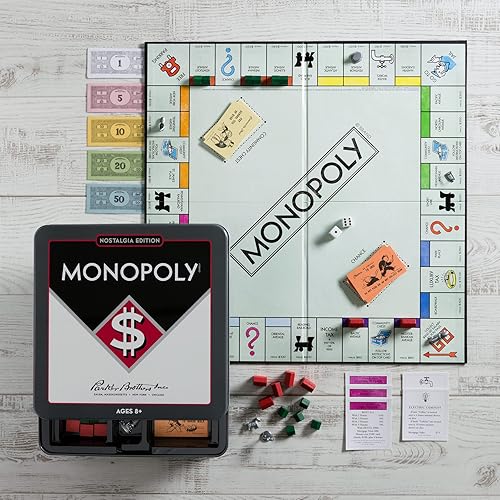 Miniatura 2 de WS Game Company Monopoly Nostalgia Edition Juego de mesa en lata coleccionable
