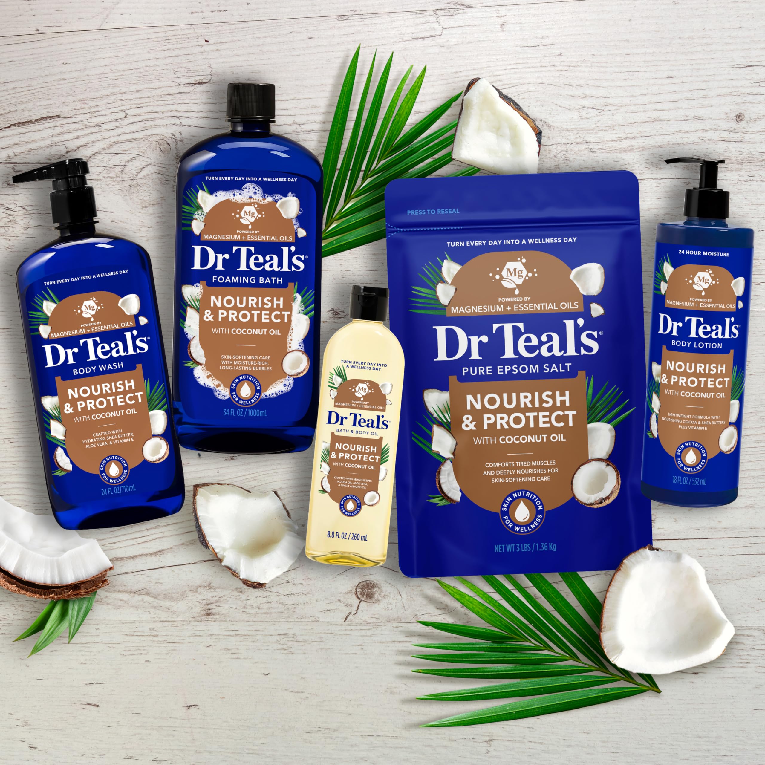 Dr Teal's Epsom Salt Magnesium einweichen, nährt und schützt mit Kokosöl, 1,3 kg (4 Stück)