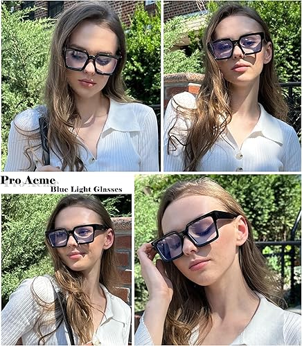 Miniatura 2 de Pro Acme Gafas de bloqueo de luz azul para hombres y mujeres, estilo vintage, rectangular, rectangular, marco de computadora, lentes sin receta,
