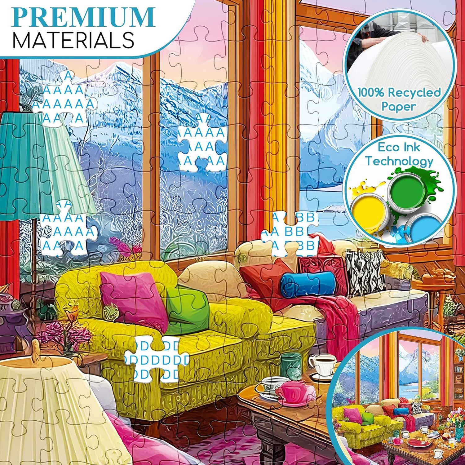 300 Piece Puzzles for Adults,Rustic Lodge Cozy Fire Puzzle for Adults Kids Seniors,Large Piece Fireplace Room Puzzle for Kids 8-10 10-12,Challenging Sofa Dog Puzzles Perfect for Game Nights, 20.5x15