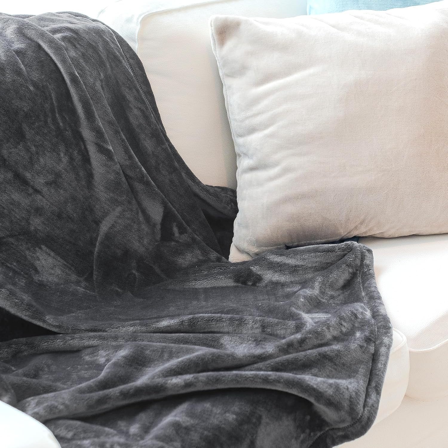 American Blanket Company Luster Loft Fleece Throw Charcoal 50" x 80"