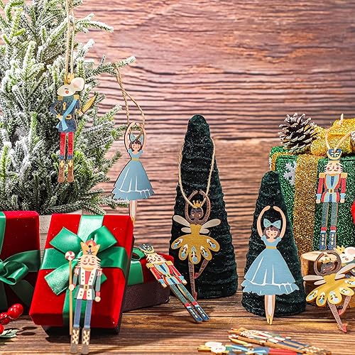 Miniatura 4 de 60 adornos de cascanueces de Navidad, decoración colgante de cascanueces de madera, figuras de cascanueces y soldado, adornos para el hogar, fiesta