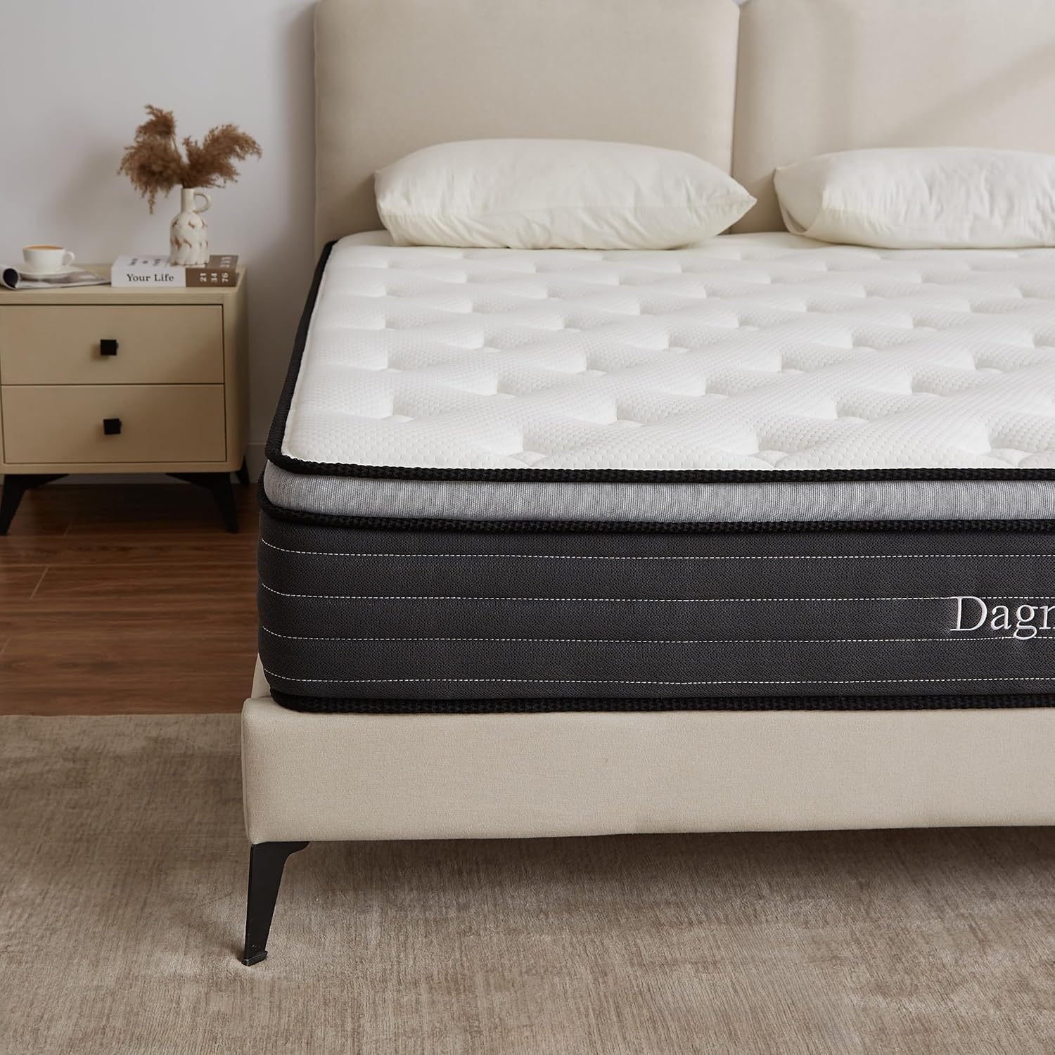 Full/Queen/King Size Foam Mattress, Skin Friendly, Provides Targeted Support, Noiseless Sleep, Simple Comfort, 10/12-inches Thickness Available (Cream White, Full, 10, Inches)