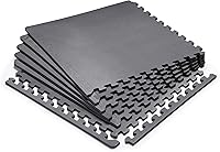 Marcy EVA Foam Interlocking Gym Mats - 1/2" Thick High-Density Non-Slip Tiles, 24 Sq Ft Coverage for Home Gym Floor Protection