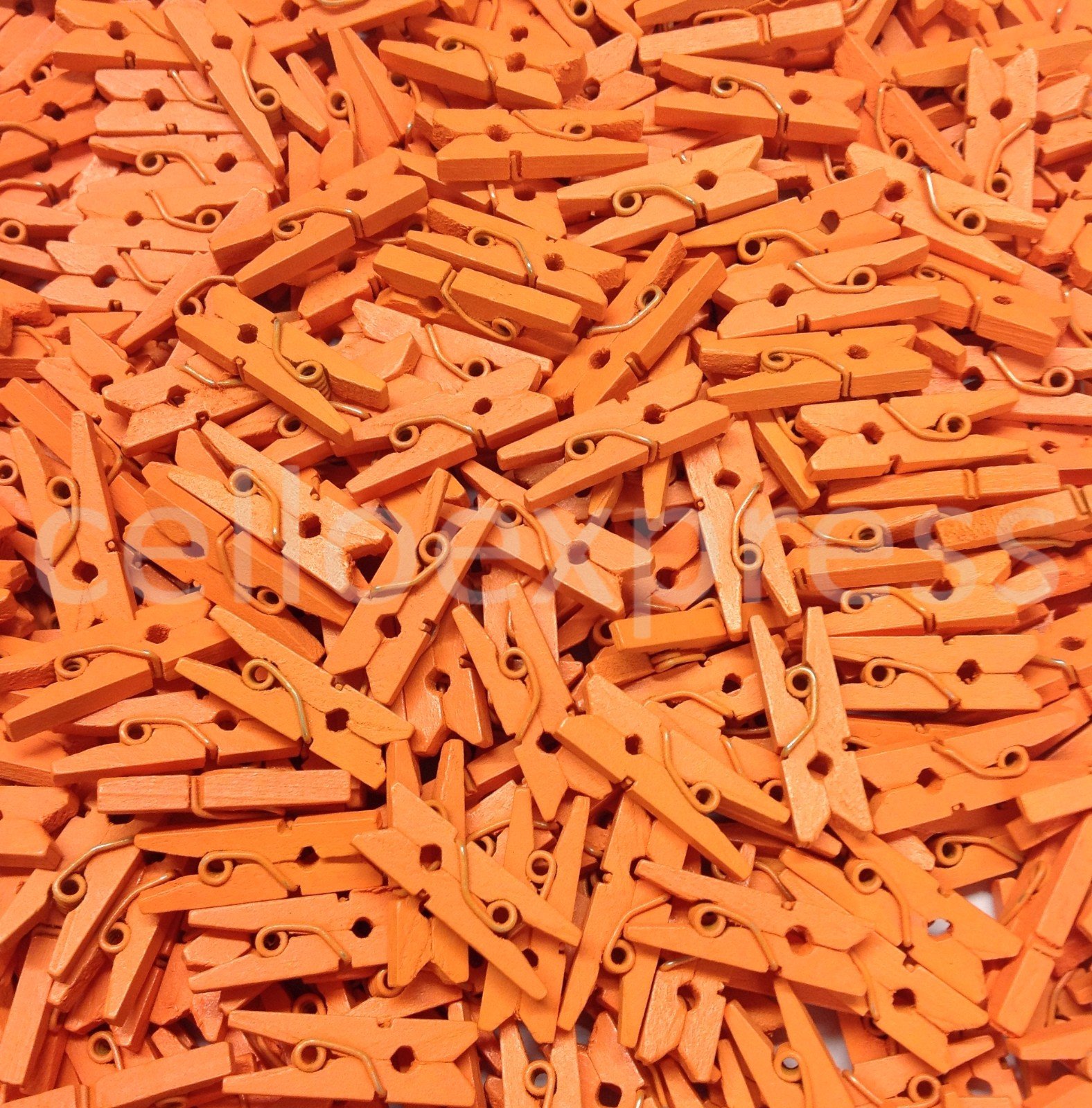celloexpress Orange 25mm Mini Wooden Craft Pegs - Scrapbooking, Display Photos & Keepsakes (Pack of 25)