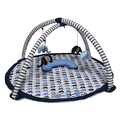 Bacati - Gimnasios y tapetes de juego (elefantes azulgris)