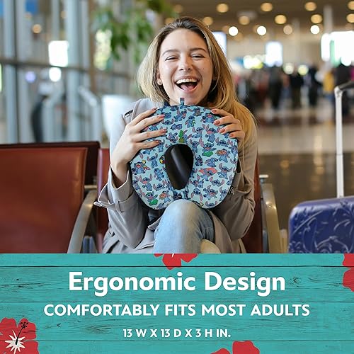 Miniatura 5 de Disney Stitch Kids - Almohada de viaje para el cuello para avión, automóvil y oficina, cómoda y transpirable, color azul