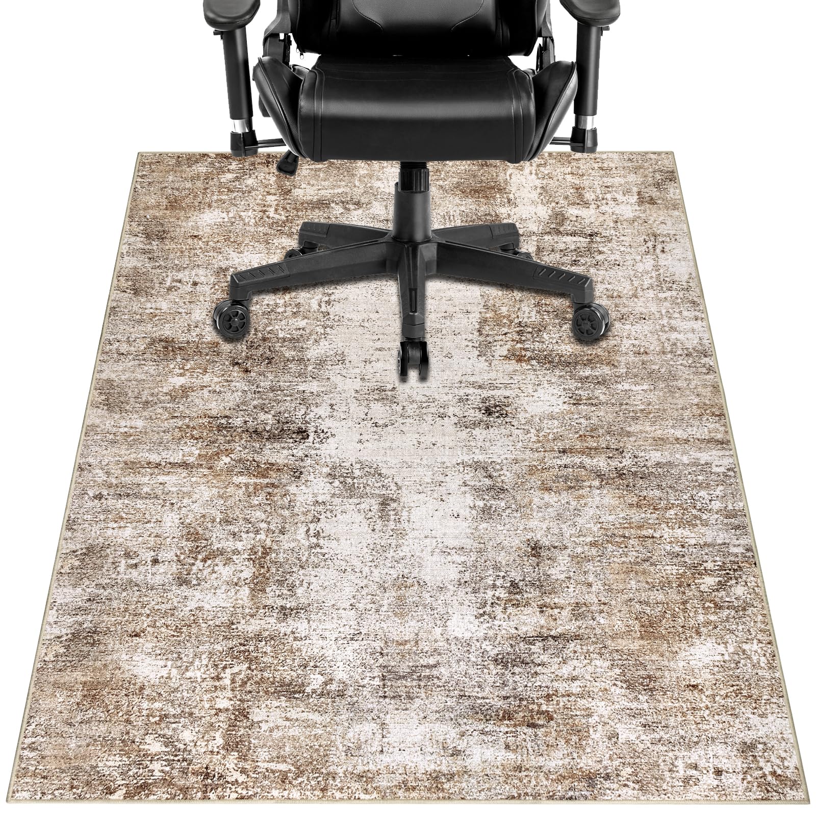 Capslpad Office Chair Mats for Hardwood Floor 90x120cm Non-Slip Modern Abstract Home Multi Purpose Chair Mat Low Pile Floor Protectors Computer Chair Carpet for Tile Laminate Rolling Chair Brown