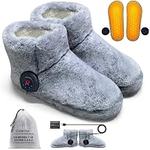 Electric Foot Warmer, Rechargeable Battery Powered Heated Slippers for Cold Feet, House Portable Heated Boots for Women, Graphene Heating Slippers with 4-8 Hours Heat,Washable