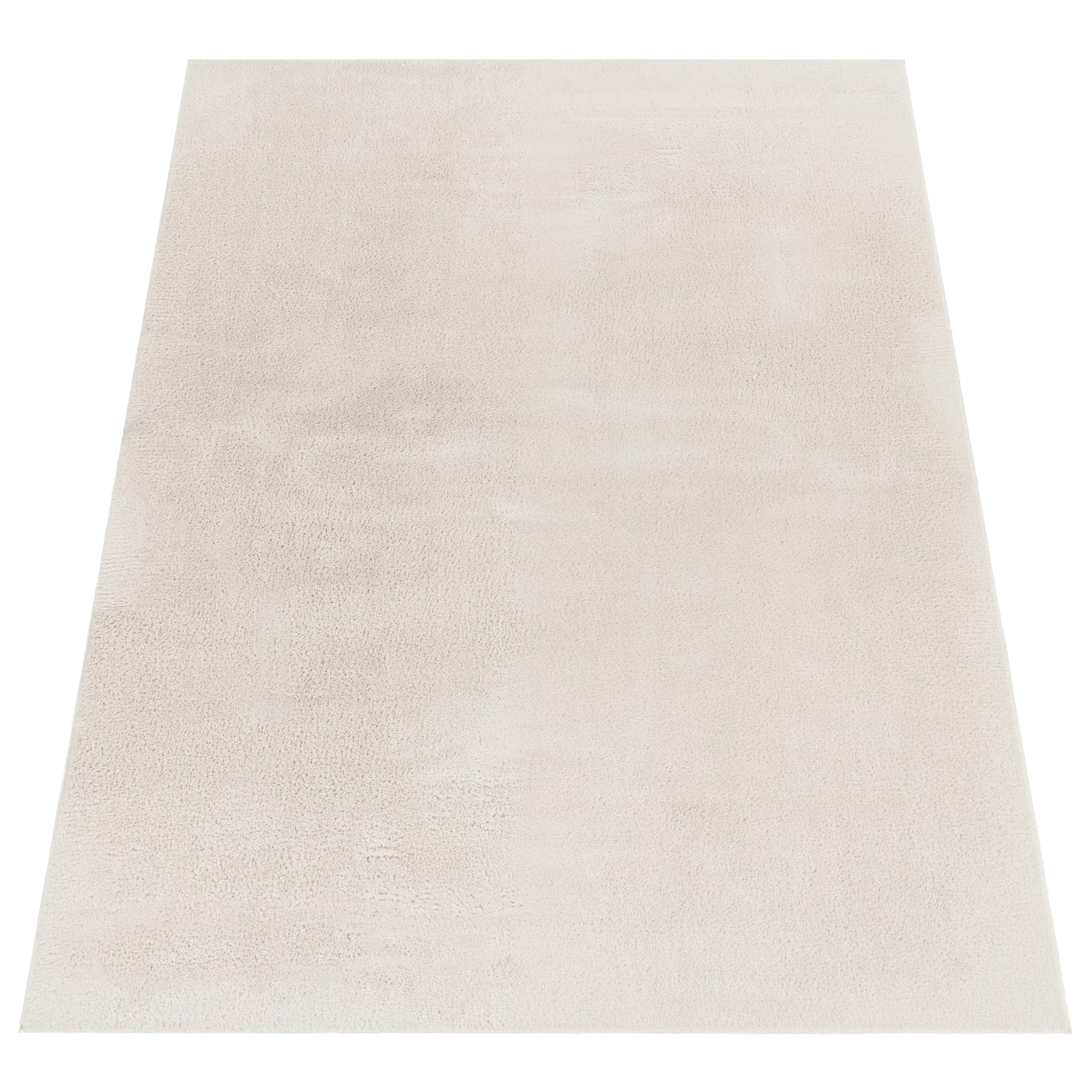 Paco Home Moderner Kurzflor Teppich 160x220 cm Creme waschbar rutschfest