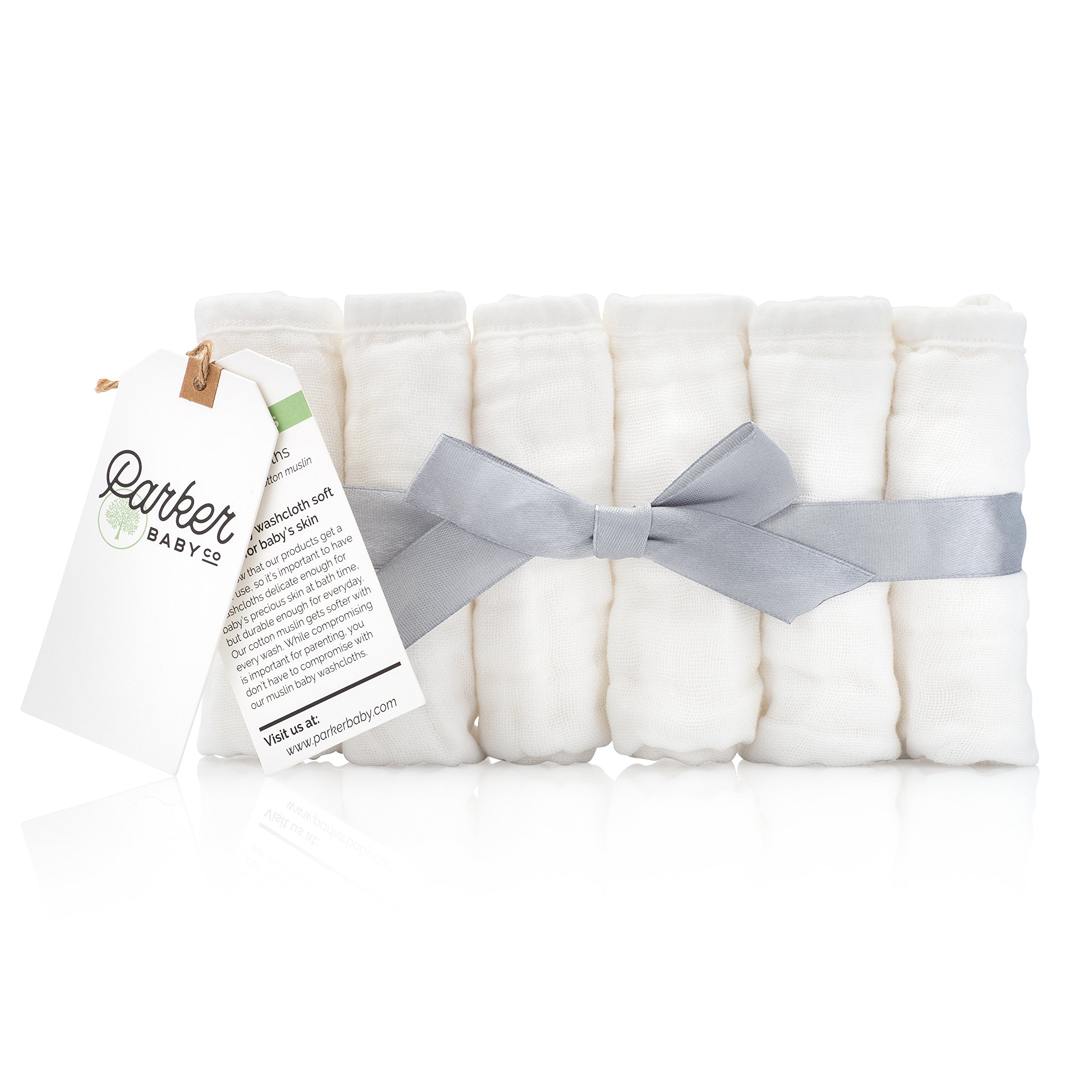 Parker Baby Co. Suave, Absorbente y Natural, Color Blanco | Paños suaves y absorbentes para baños de recién nacidos, limpieza facial y cuidado de la piel sensible