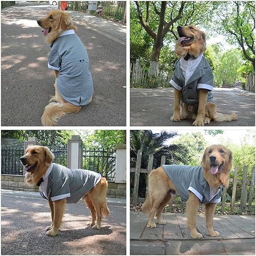 Miniatura 9 de Lovelonglong Disfraz de bulldog para perro, traje formal de esmoquin con pajarita negra, ropa de boda para pusbulldog francésbulldog inglésAmerican