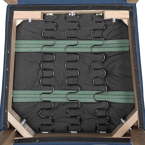 Miniatura 8 de Topeakmart Silla de comedor tapizada de tela clásica, 2 piezas, con respaldo alto, sillas de comedor acolchadas con patas de madera para el hogar y