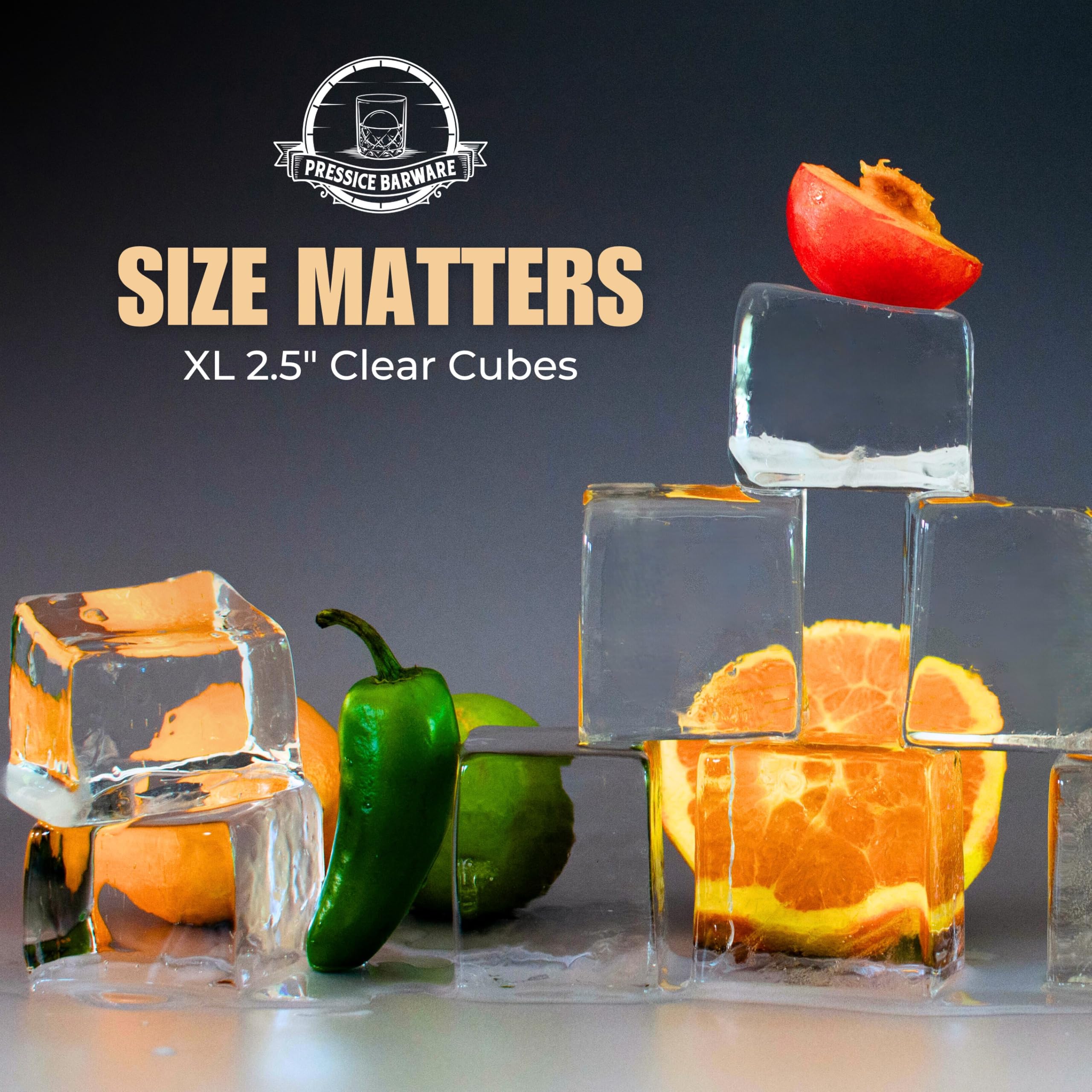 XL Clear Ice Maker – 6,3 cm kristallklare XL-Würfel für Eispressen – BPA-freie quadratische Silikonform – Whisky-Geschenke für Männer – Presse nicht im Lieferumfang enthalten