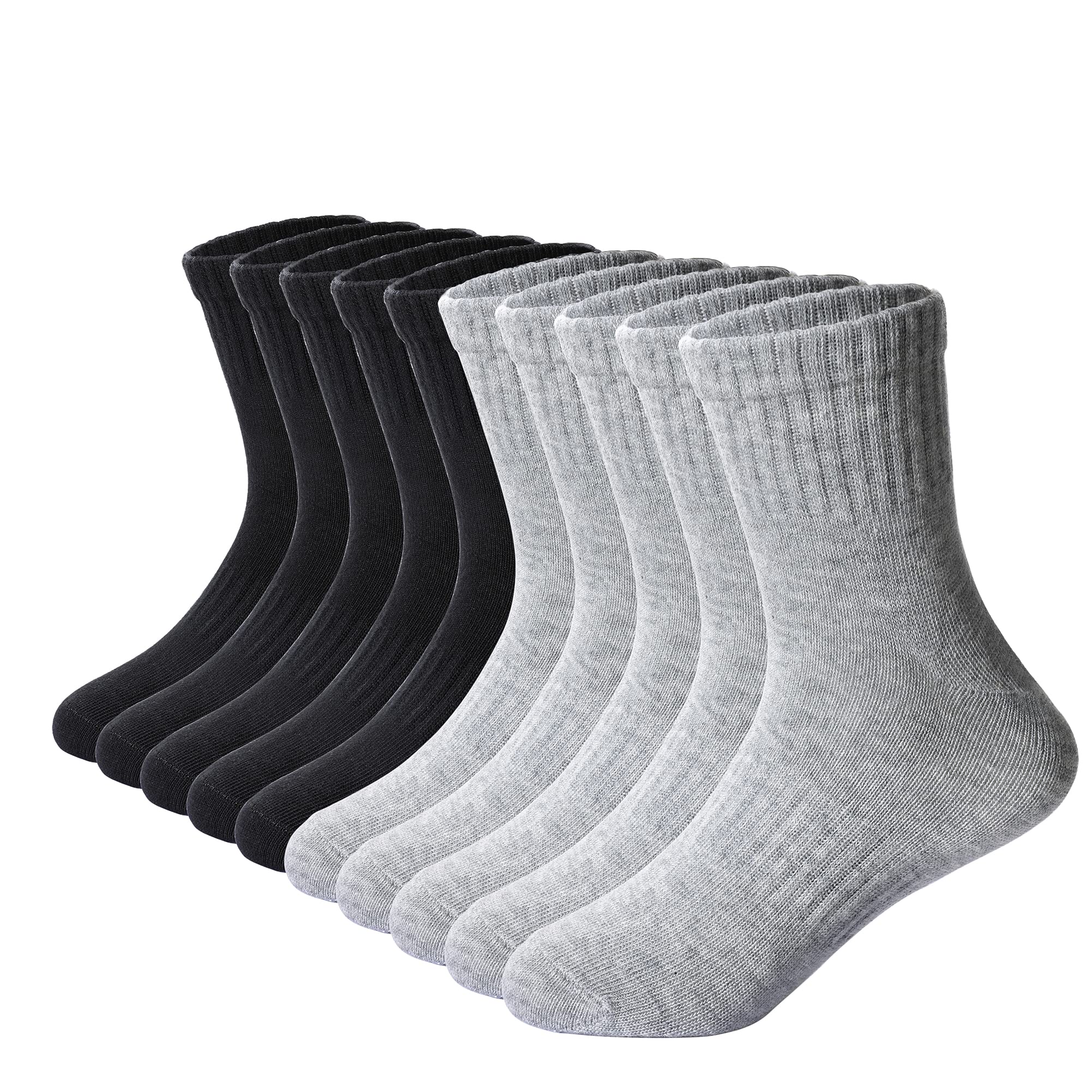 DoSmart Kids Athletic Crew Socks Boys Girls Classics Cotton School Uniform Childs Sports Breathable Casual Socks 10 Pairs