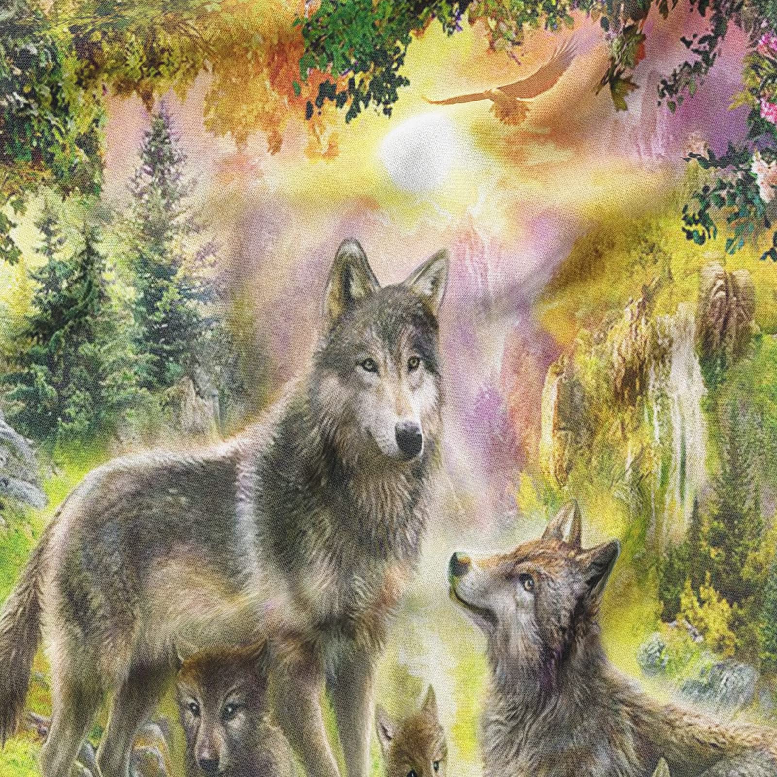Wolf Pościel z mikrofibry, 220 x 240 cm, poszewka na kołdrę i poduszkę, dla chłopców i młodzieży, miękka i trwała, oddychająca