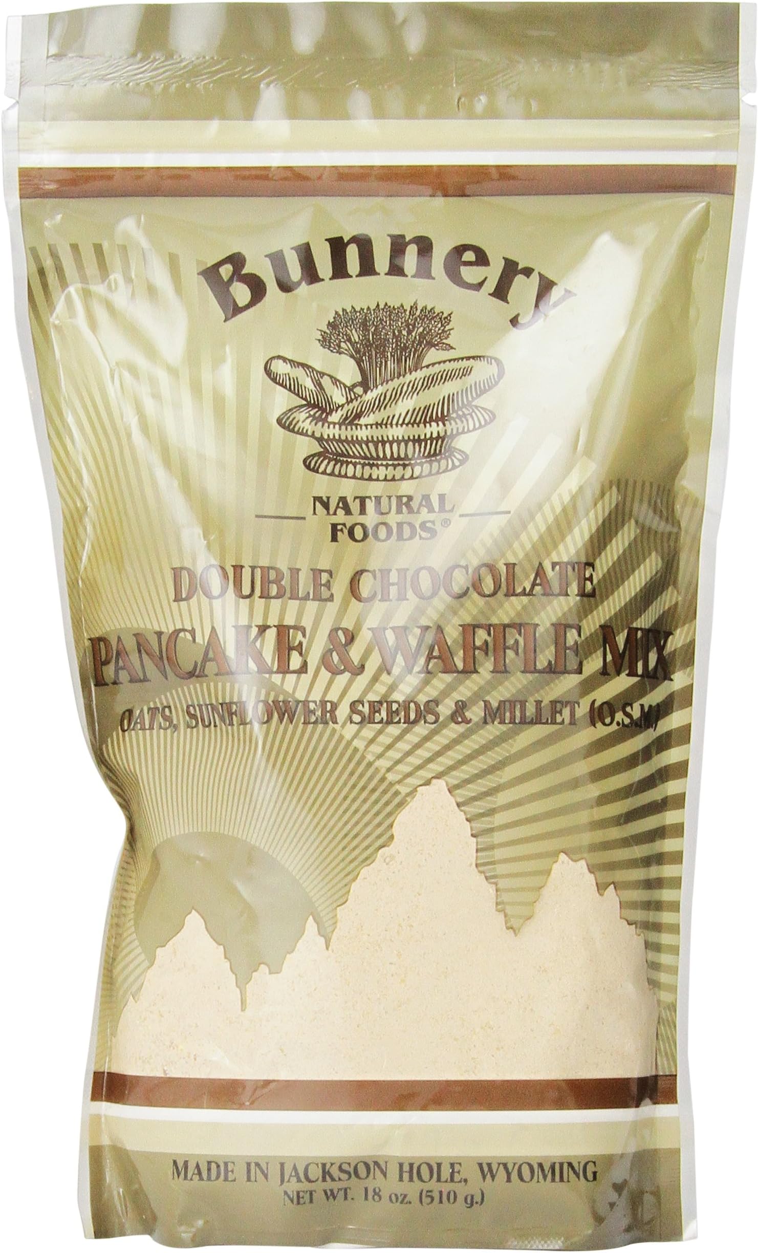 Bunnery Natural Foods Pancake and Waffle Mix, Double Chocolate, 18-Ounce Package
