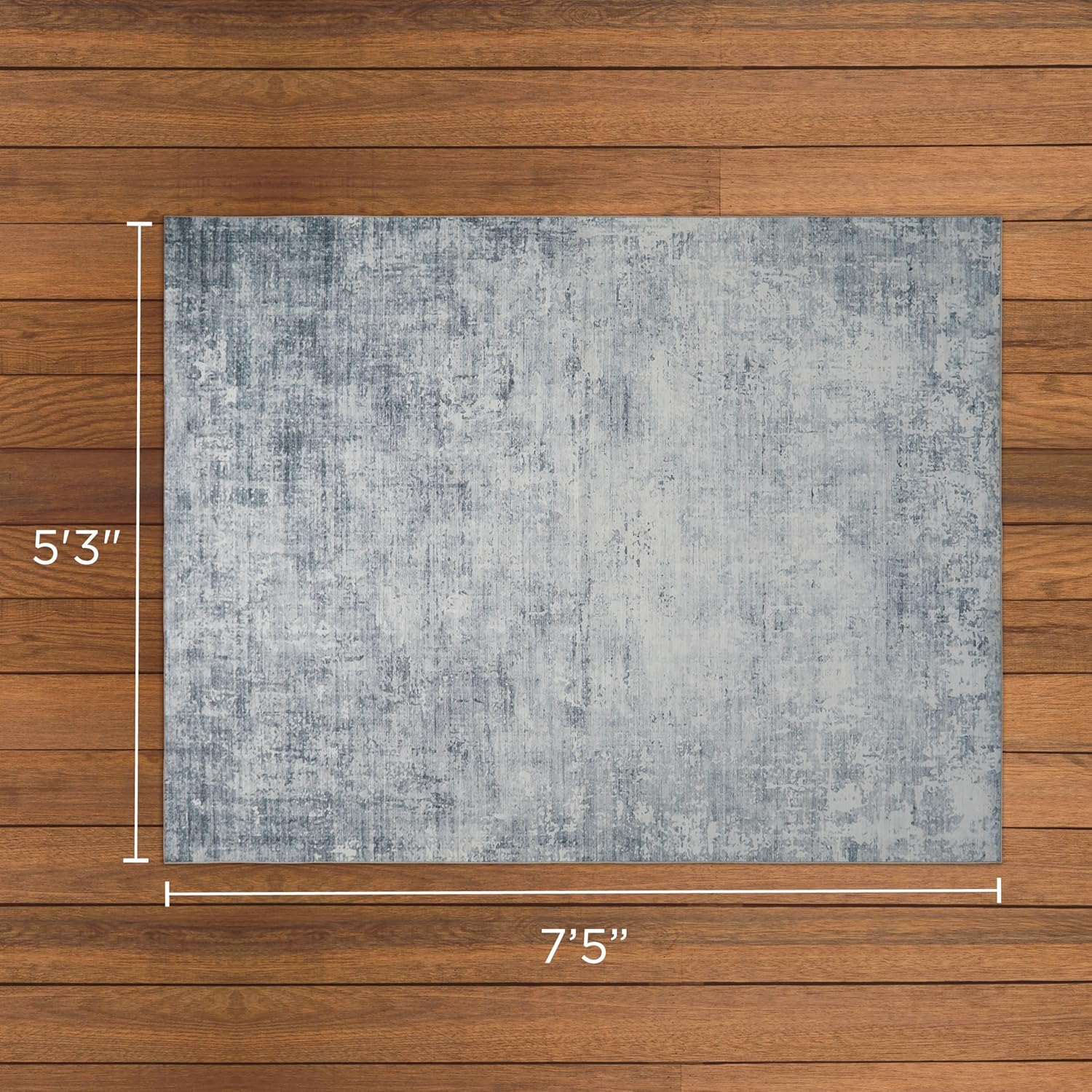 Wyatt & Ash Blue Hazen Abstract Imagine Printed Chenille 5'3" x 7'5" Non Skid & Machine Washable Area Rug