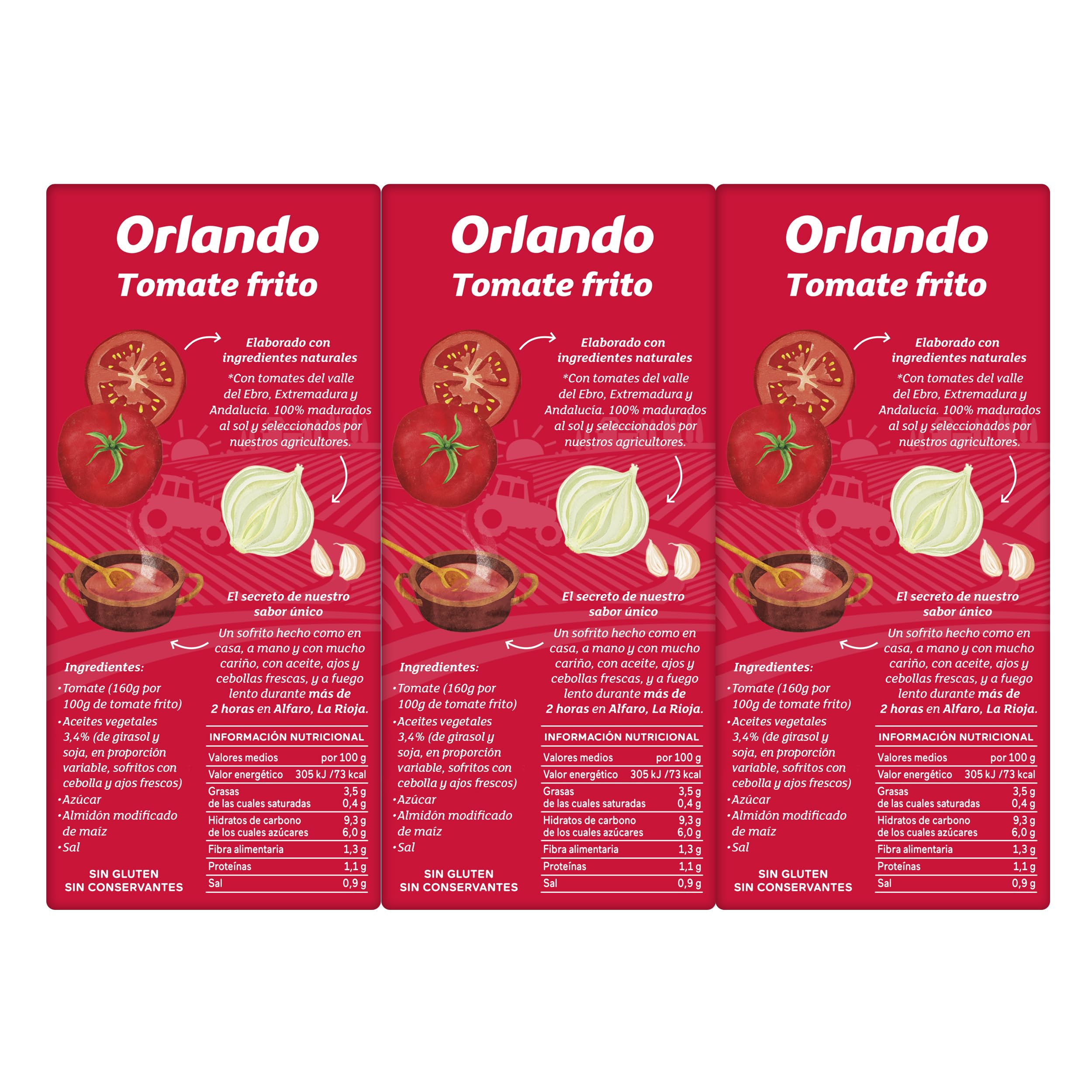 ORLANDO tomate frito Pack 6 Brik x 350g