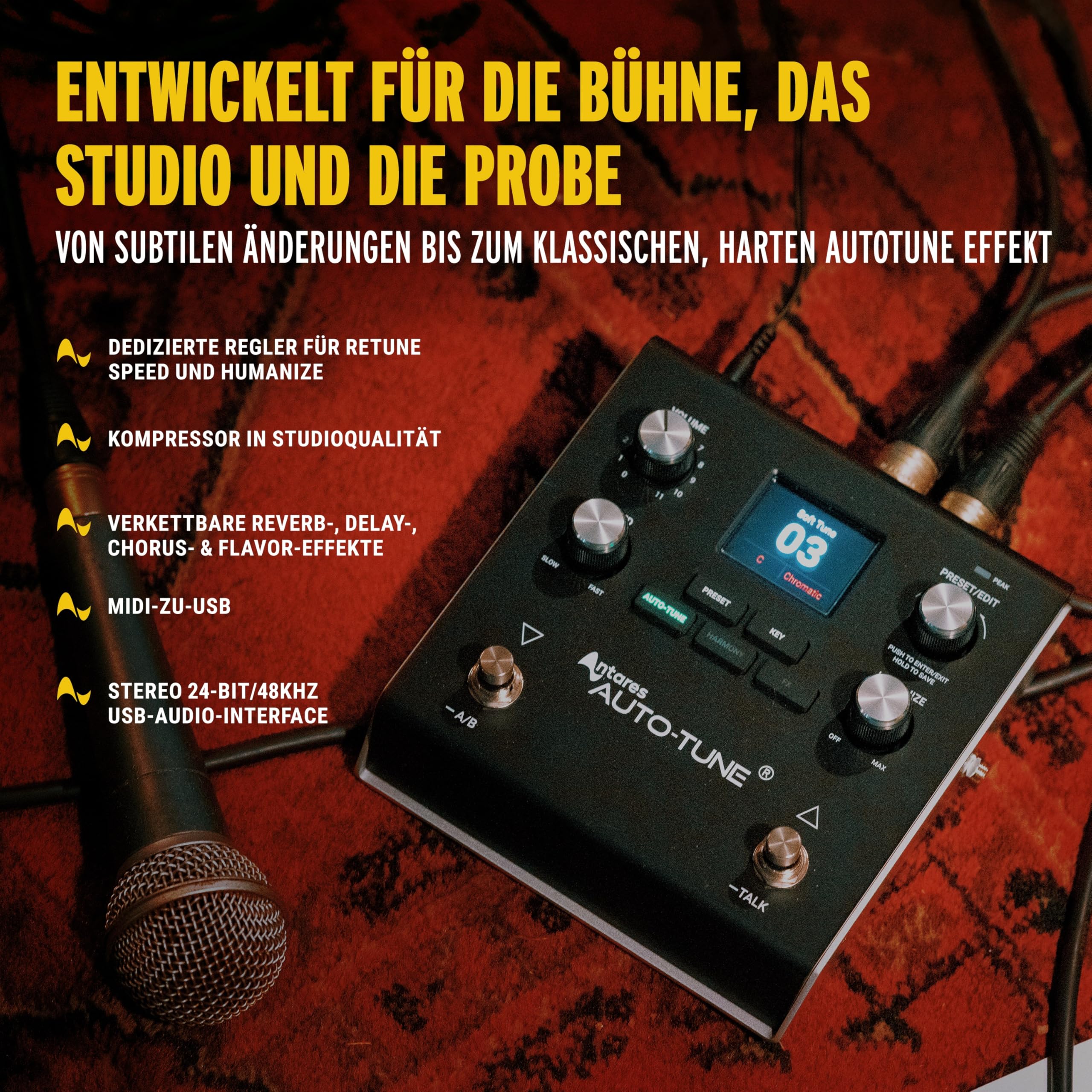HeadRush VX5 Vocal Effekt Pedal mit Antares AutoTune, Pitch-Korrektur in Echtzeit, Vocal Harmony, Gitarren- und Mikrofoneingang und Audio Interface