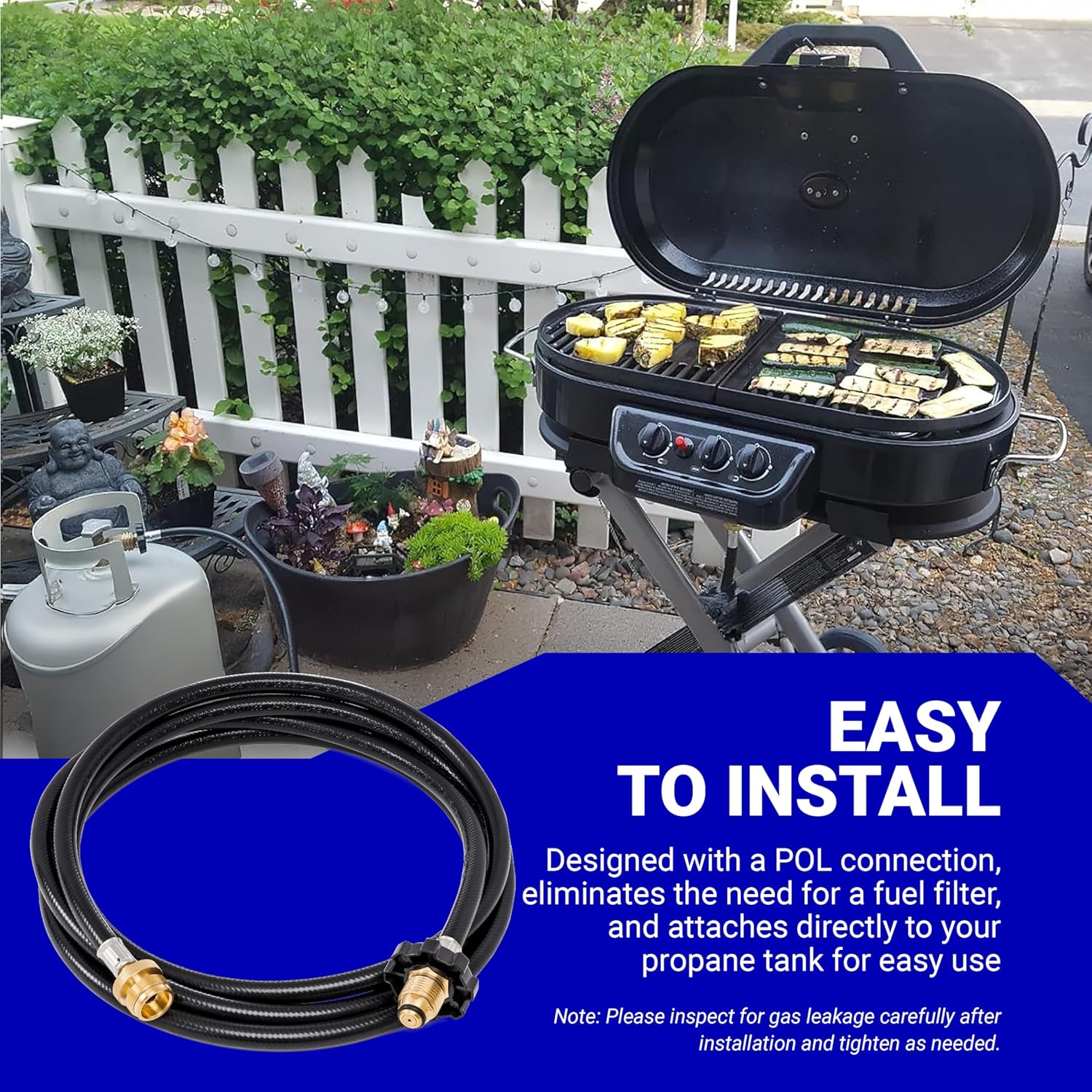 BlueStars Upgraded F273704 10FT Propane Adapter Hose for Mr Heater Buddy Series - Fit Big Buddy, Little Buddy, Portable Buddy MH9B MH18B to Propane Tank - for Buddy Flex Heater Hose to Propane Keg