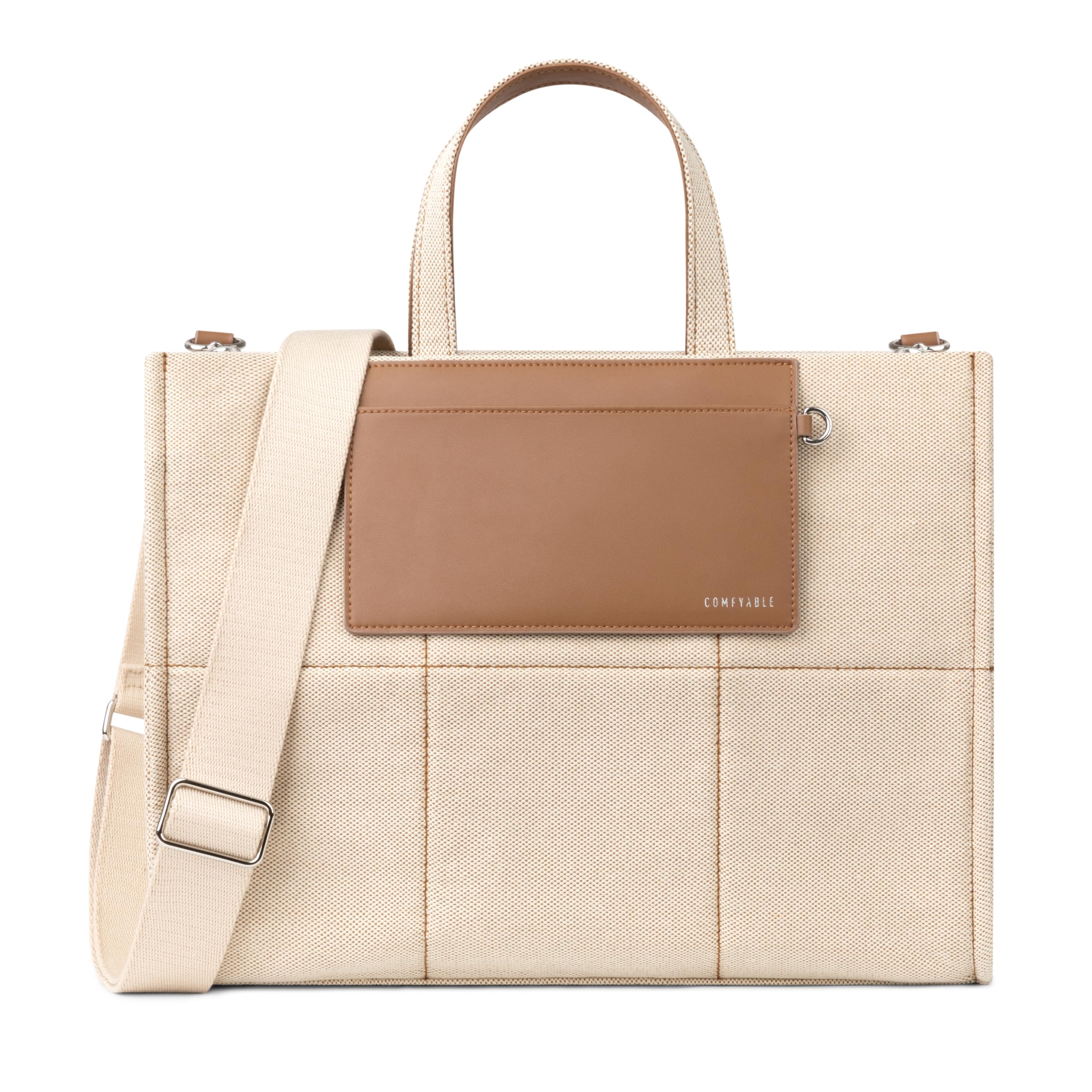 Comfyable Kadınlar için Laptop Çantası, Büyük Kapasiteli Kanvas Çanta, Hem Evrak Çantası hem de Seyahat için Crossbody Omuz Çantası, İş için, Kanvas, Medium