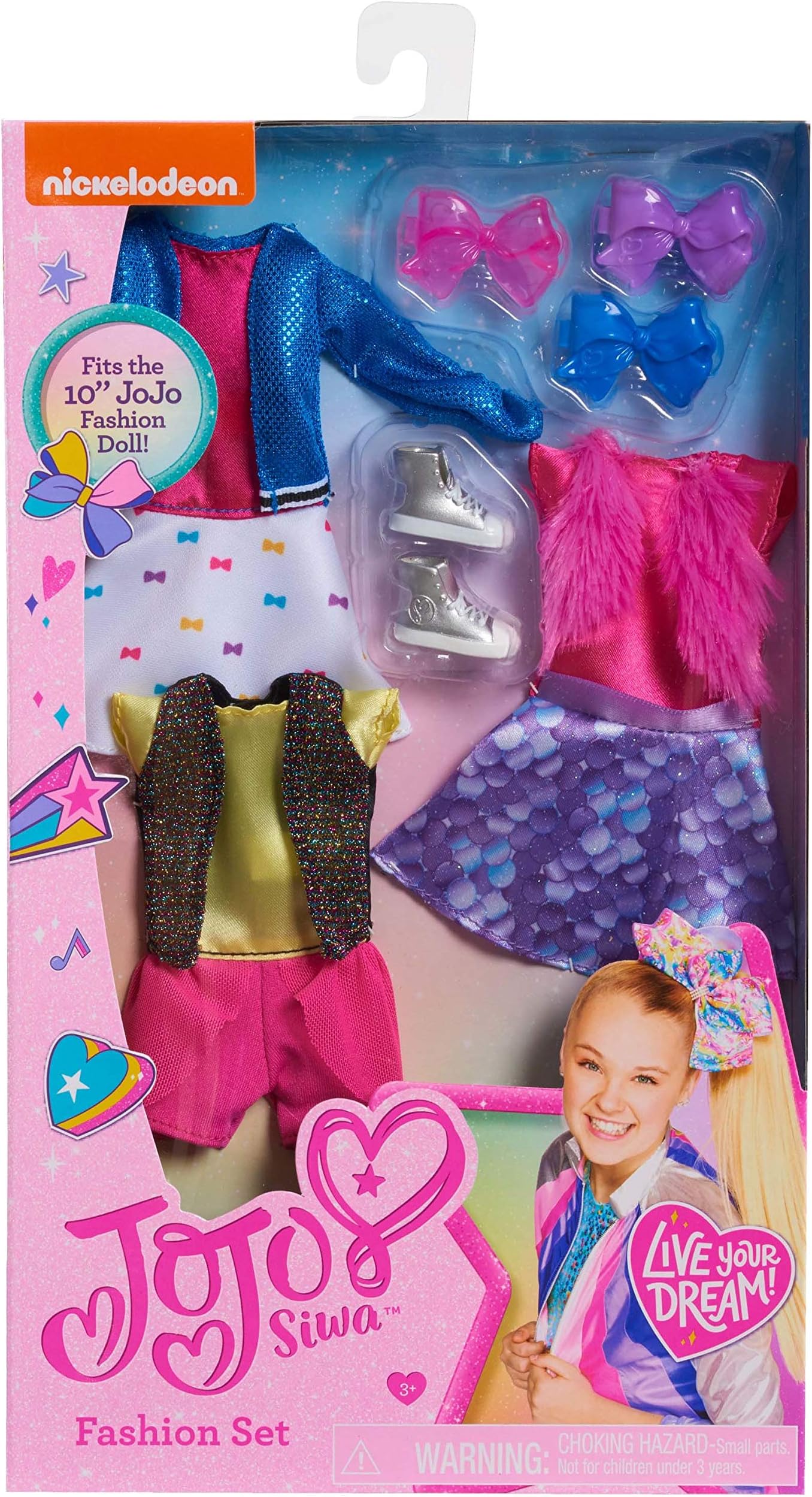 JoJo Siwa JoJo Outfit Pack - 12-inch Doll Clothes - Dress, Shirt, Pants, Shoes, Headpiece, Jewelry, Bag - JoJo Siwa-inspired