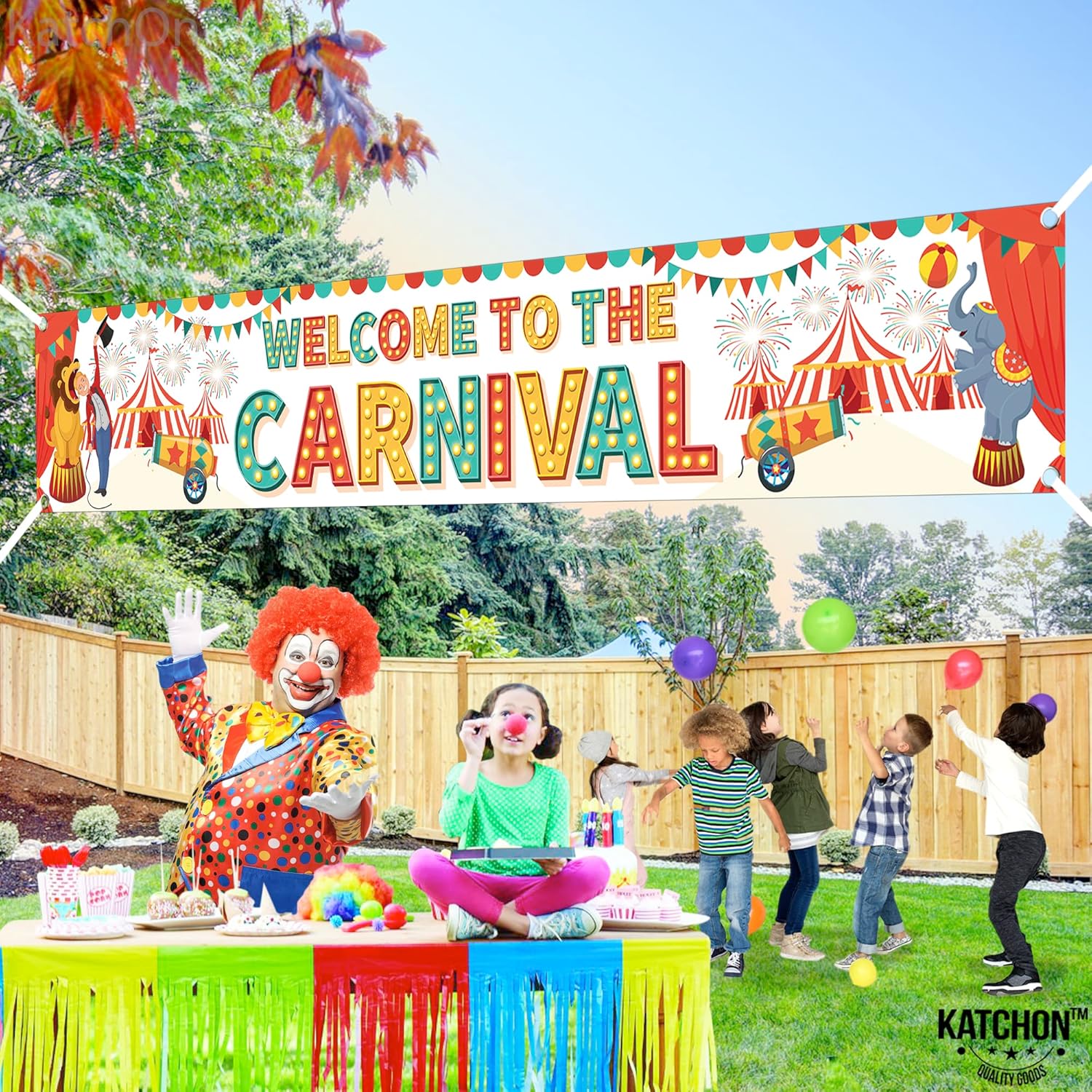 KatchOn, XtraLarge Welcome to the Carnival Banner - 120x20 Inch | Carnival Decorations for carnival Games for Party | Carnival Yard Banner, Circus Theme Party Decorations