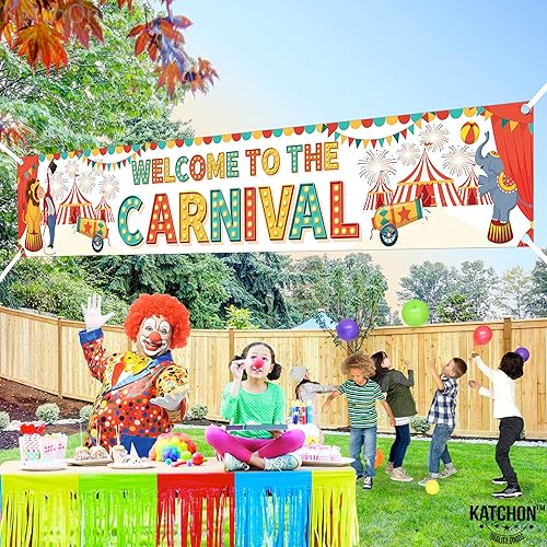 Miniatura 3 de KatchOn, XtraLarge - Cartel de bienvenida al carnaval para patio, 120 x 20 pulgadas, cartel de bienvenida al carnaval para decoraciones de carnaval