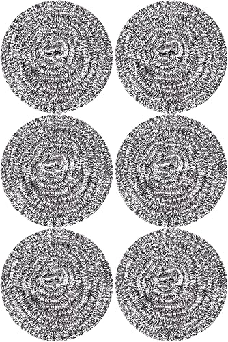 Estropajos de acero inoxidable resistentes para el hogar, lana de acero, bolas reutilizables para platos de cocina, ollas, sartén, horno (6
