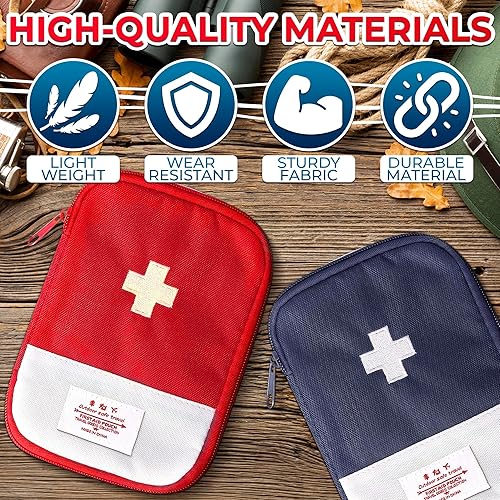 Miniatura 3 de BURIUS 2 bolsas de primeros auxilios de viaje vacías y portátiles, bolsa médica pequeña vacía con múltiples compartimentos, bolsa de primeros