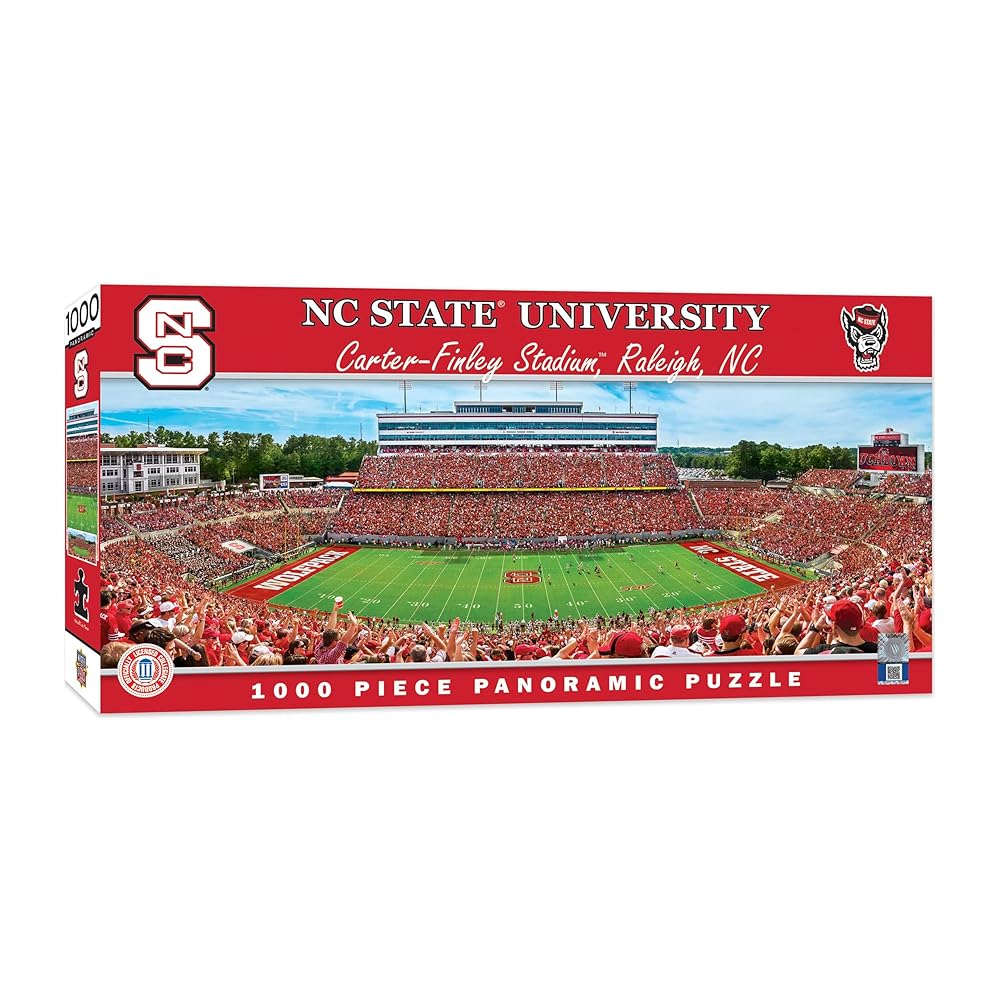 MasterPieces - 1000 Piece Jigsaw Puzzle, NCAA NC State Wolfpack, Panoramic Football Stadium View, Fun for Adults and Family, 13x39