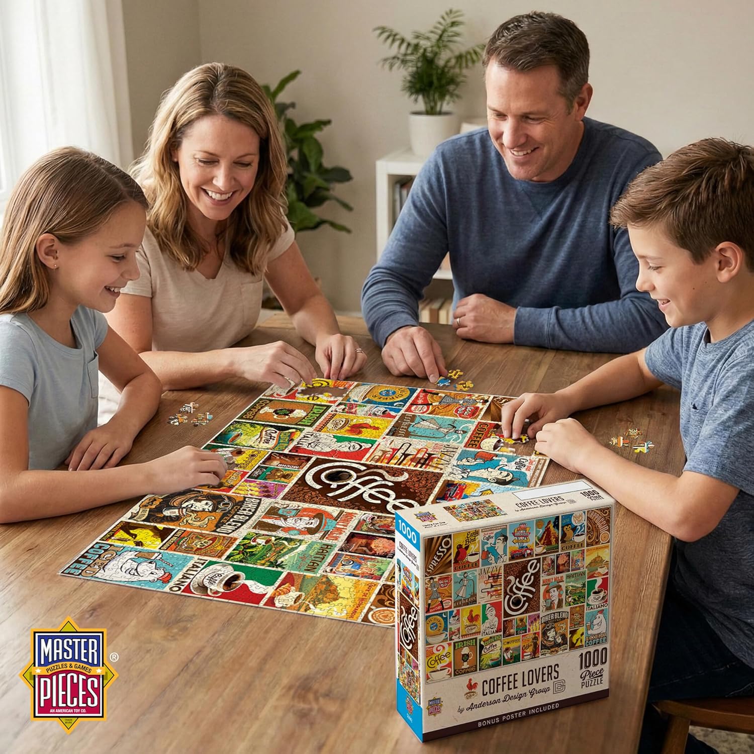 MasterPieces 1000 Piece Jigsaw Puzzle for Adults, Family, Or Youth - Coffee Lovers - 19.25"x26.75"