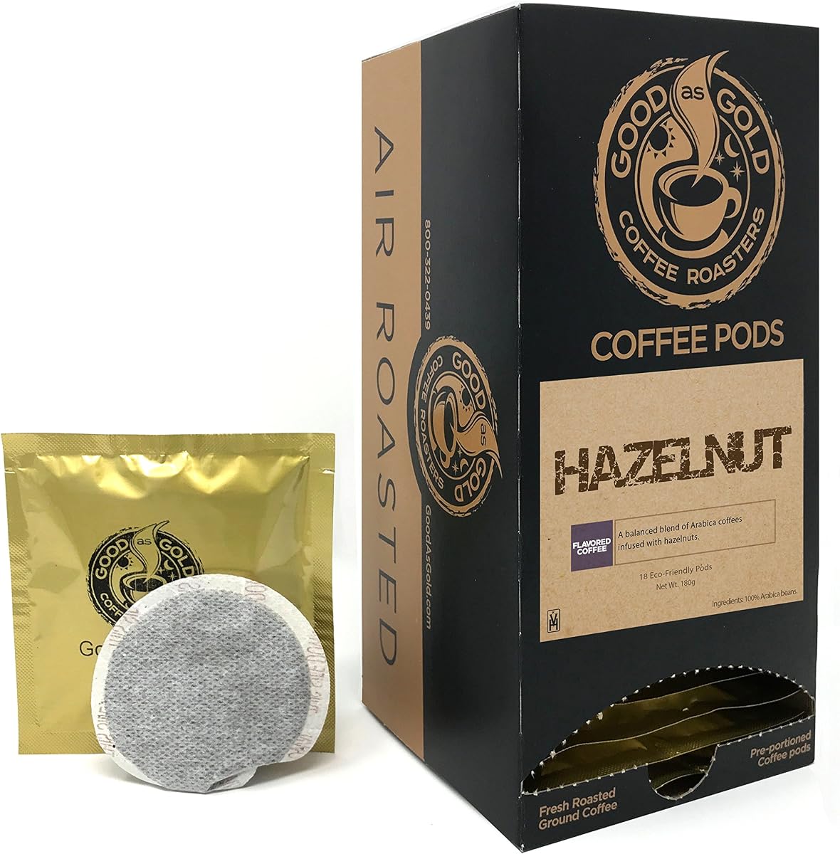 CÁPSULAS DE CAFÉ CON AVELLANA - Good As Gold Coffee - (18 cápsulas)