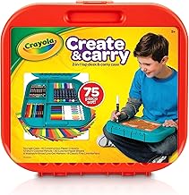 Crayola Create 'N Carry Travel Art Set for Kids (75pcs), 2-in-1 Lap Desk & Carrying Case, Holiday for Kids, Art Supplies Kit for Crafting, Drawing & Coloring