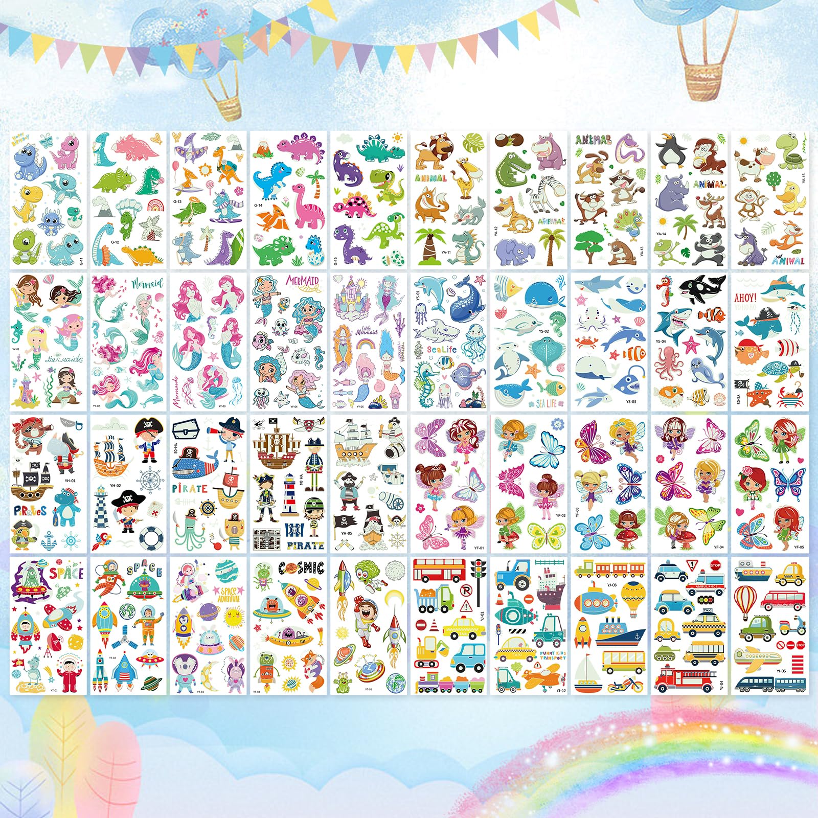 Jewan 540 (40 Fogli) Tatuaggi Per Bambini, Luminous Tatuaggi Temporanei, Tatuaggi Finti, Tatuaggi Bambina Ragazzi, Tatuaggi Bambini Tatuaggi Temporanei Bambini per Regalini Fine Festa Compleanno