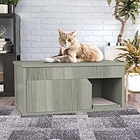 Vista 3 de WAY BASICS Muebles ocultos para gatos con caja de arena para gatos, gris de Londres