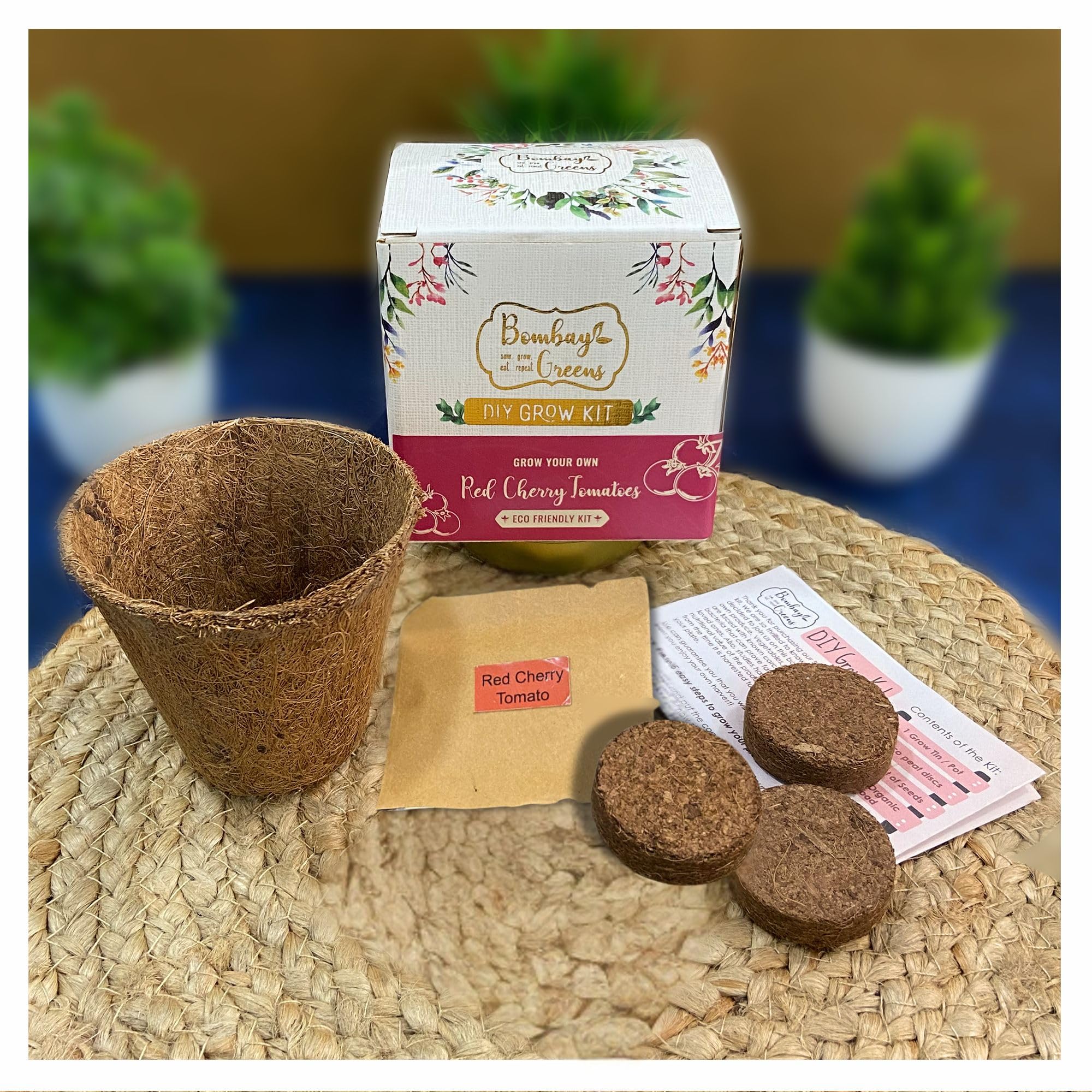 Bombay Greens Sow in a Coir Pot Starting Gardening Grow Kit - Red Cherry Tomato-image-37