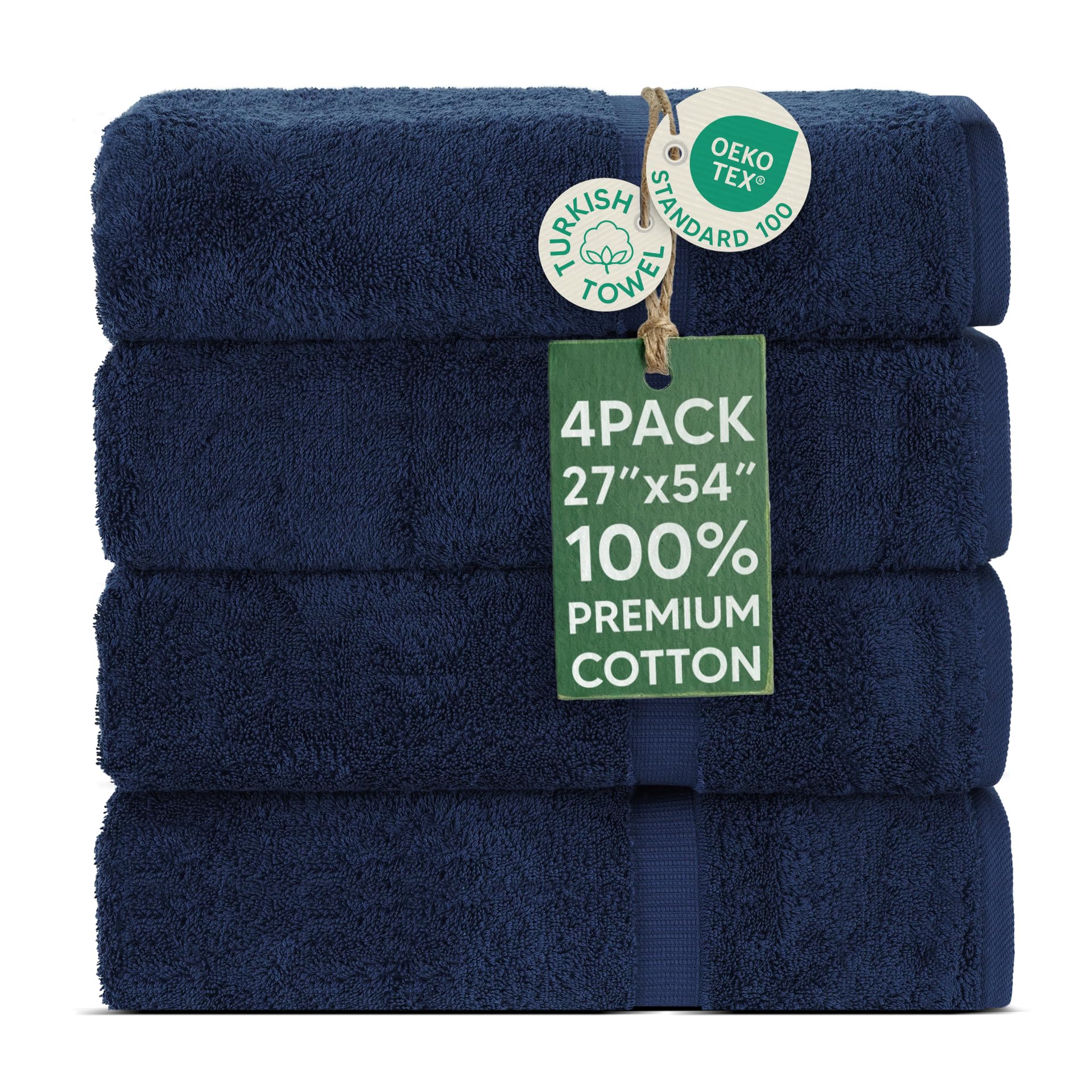 Chakir Turkish Linens | Hotel & Spa Quality 100% Cotton Premium Turkish Towels | Soft & Absorbent (4-Piece Bath Towels, Navy) — image 1