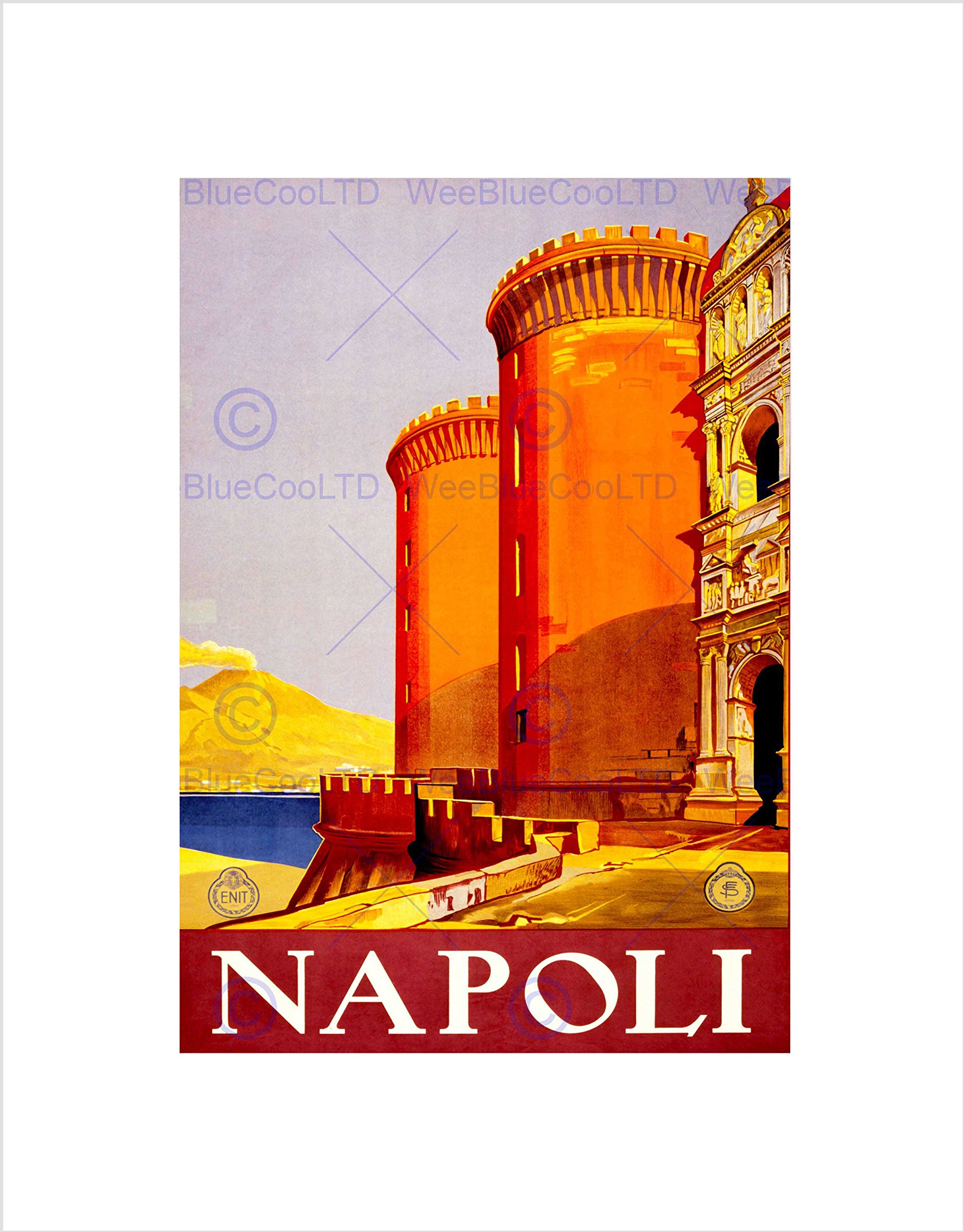 Wee Blue Coo Travel Napoli Naples Italy Castle Vesuvius Volcano Wall Art Print