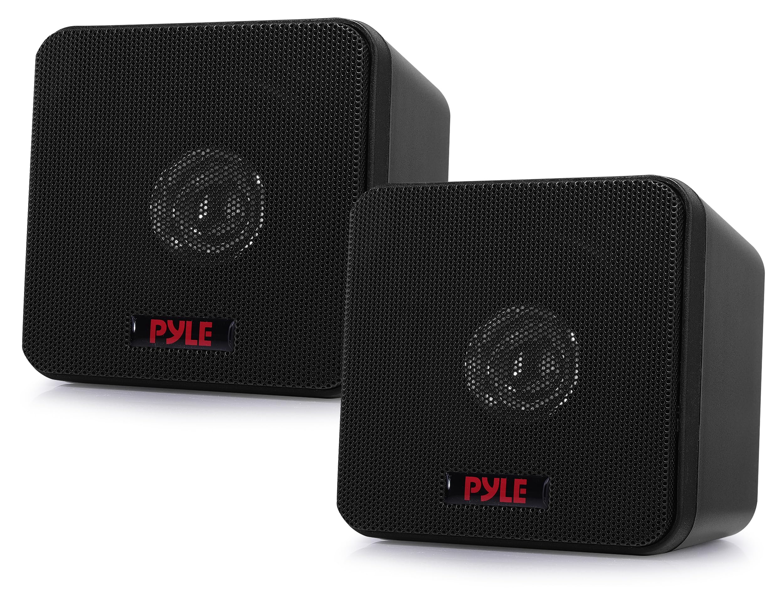 Pyle 4” Mini Cube Bookshelf Speakers – 200W Power, 8 Ohm, Paper Cone Driver, Video Shielded, Home Theater & Stereo Surround Sound (Pair)