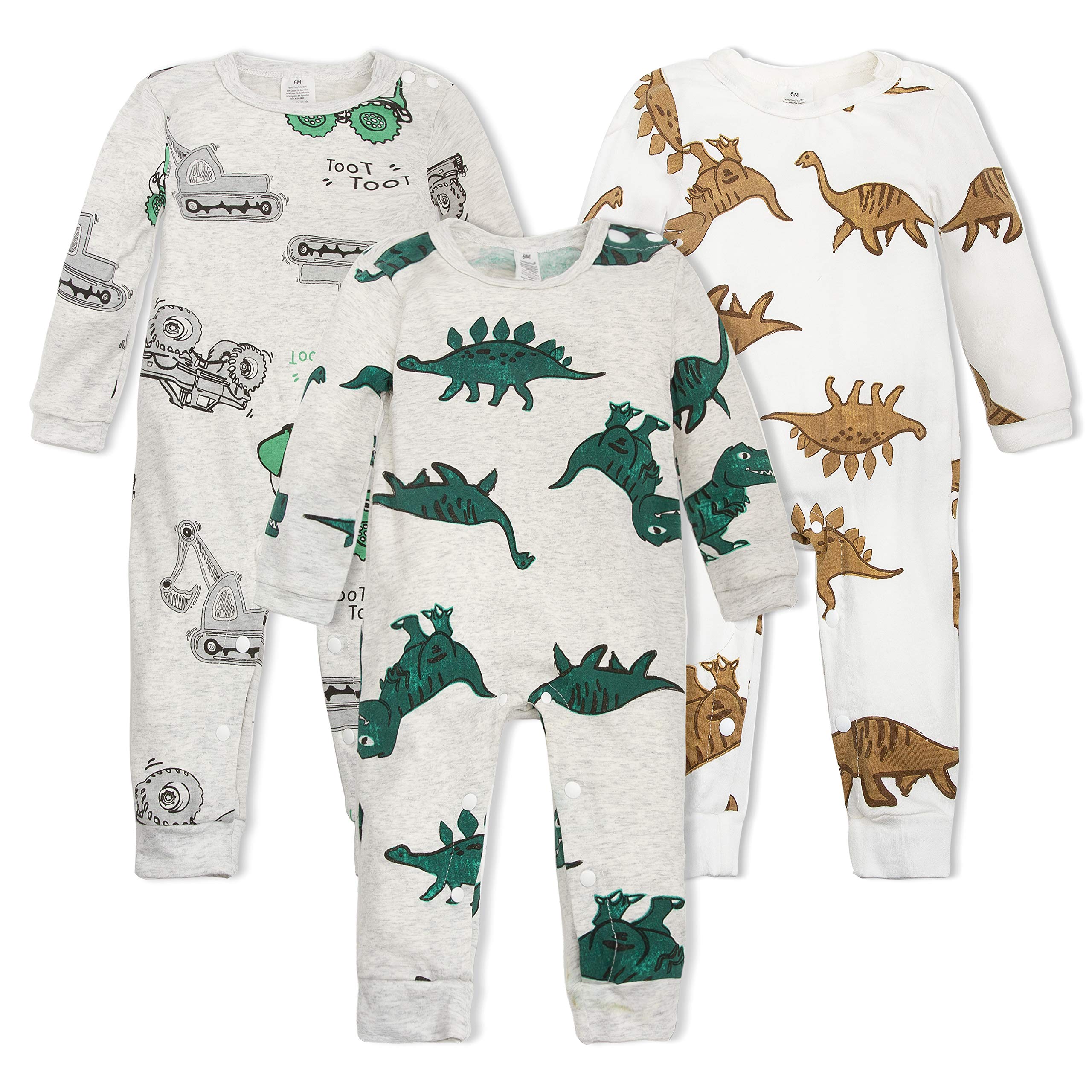 Joyo roy tutina neonato bambina bambini tuta intera abbigliamento quotidiano cotone 6-24 mesi 3 pezzi