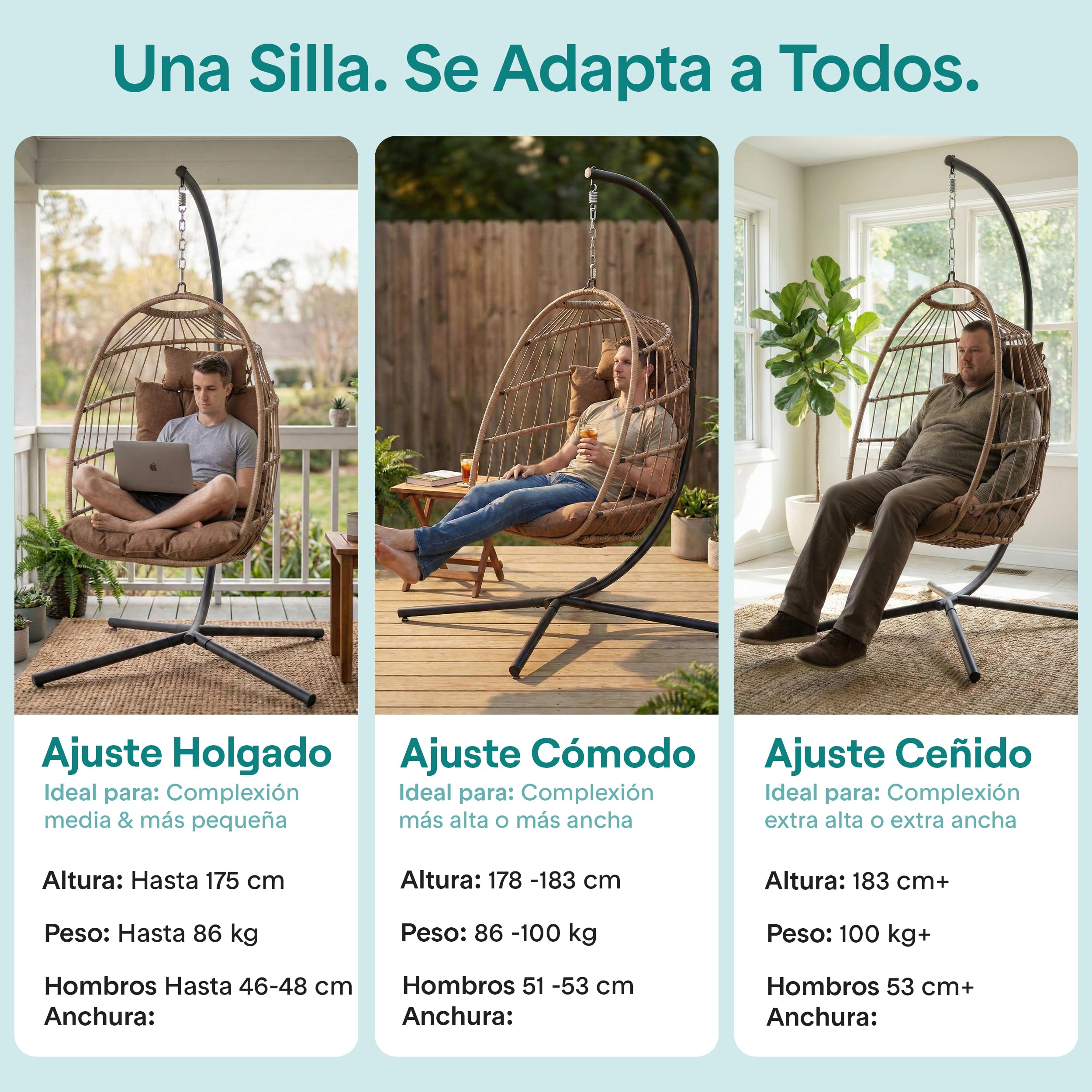 SereneLife Sedia a Dondolo a Uovo con Supporto, Capacità Fino a 250 Kg, Sedia Sospesa Poltrona a Dondolo in Rattan con Struttura in Acciaio Verniciato a Polvere per Casa e Giardino con Cuscino