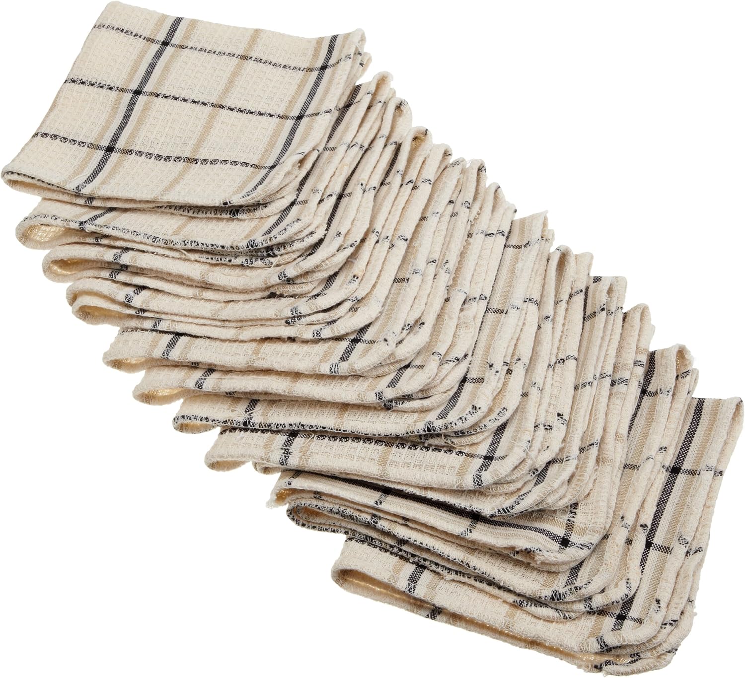 Excello Waffle Weave Dish Cloth, Natural and Black Plaid