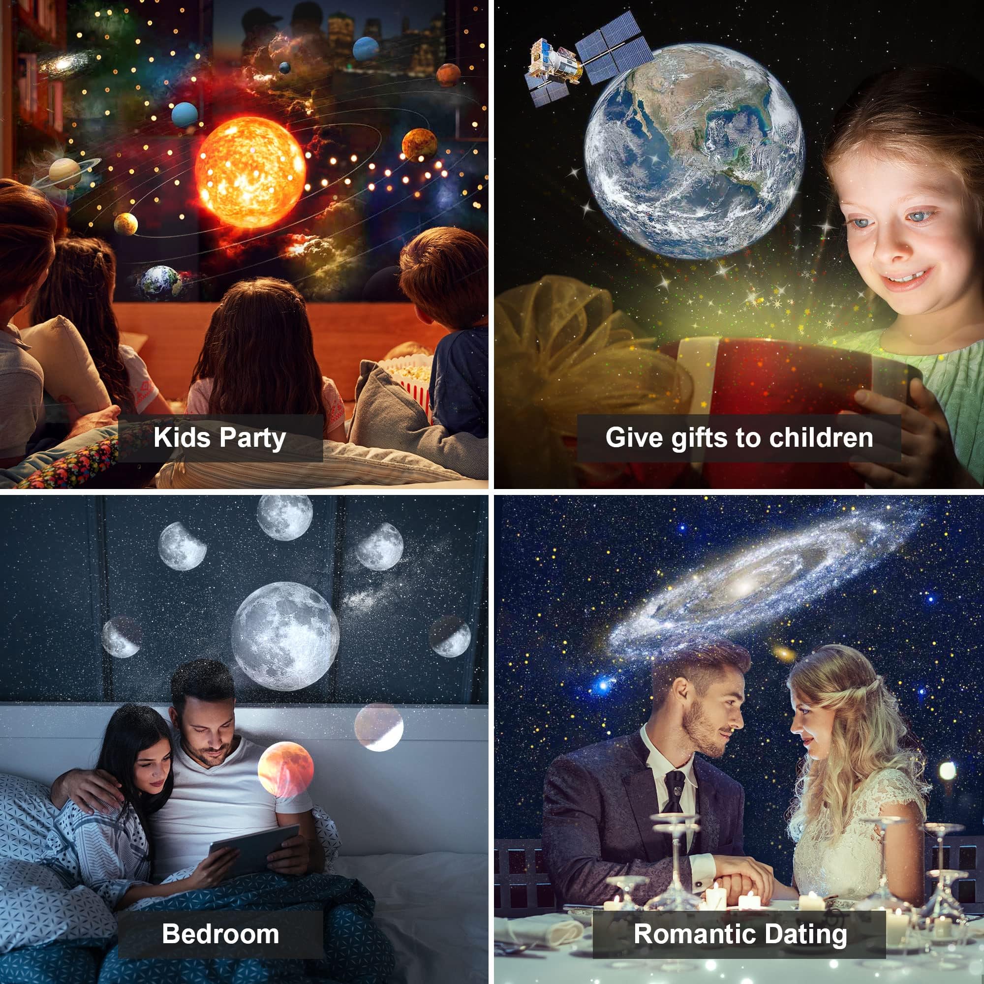 Mexllex Sternenhimmel Projektor für Schlafzimmer - 12 Planeten Discs, LED Lampe für Kinder, Erwachsene, Party, Decke